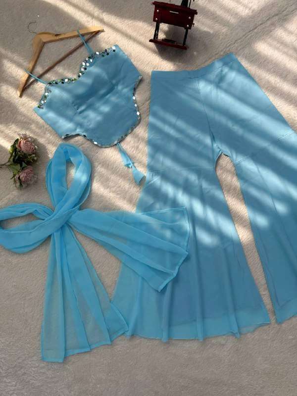 KD 1590 GEORGETTE PREETY LOOK DESIGNER TOP SHARARA WITH DUPATTA SET 