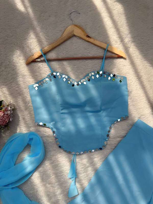 KD 1590 GEORGETTE PREETY LOOK DESIGNER TOP SHARARA WITH DUPATTA SET 