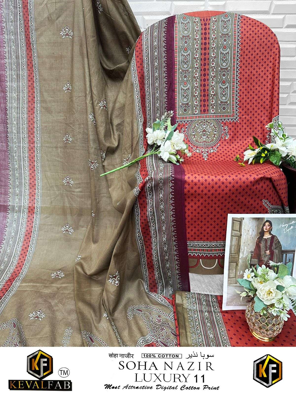 KEVAL FAB SOHA NAZIR VOL 11 COTTON DIGITAL KARACHI STYLE PRINT SALWAR SUIT