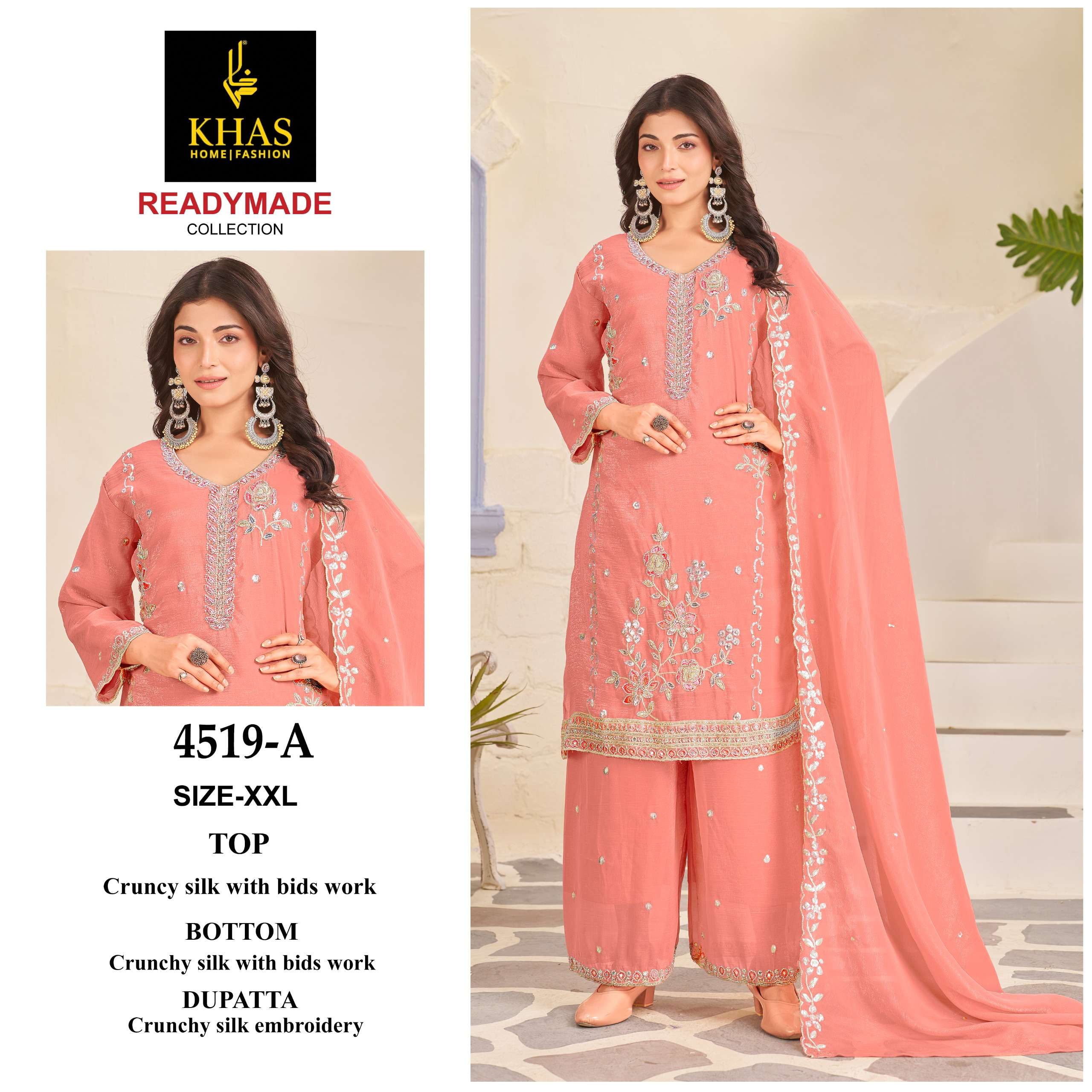 KHAS FASHION D NO 4519 SILK WITH EMBROIDERY DESIGNER PAKISTANI SUIT