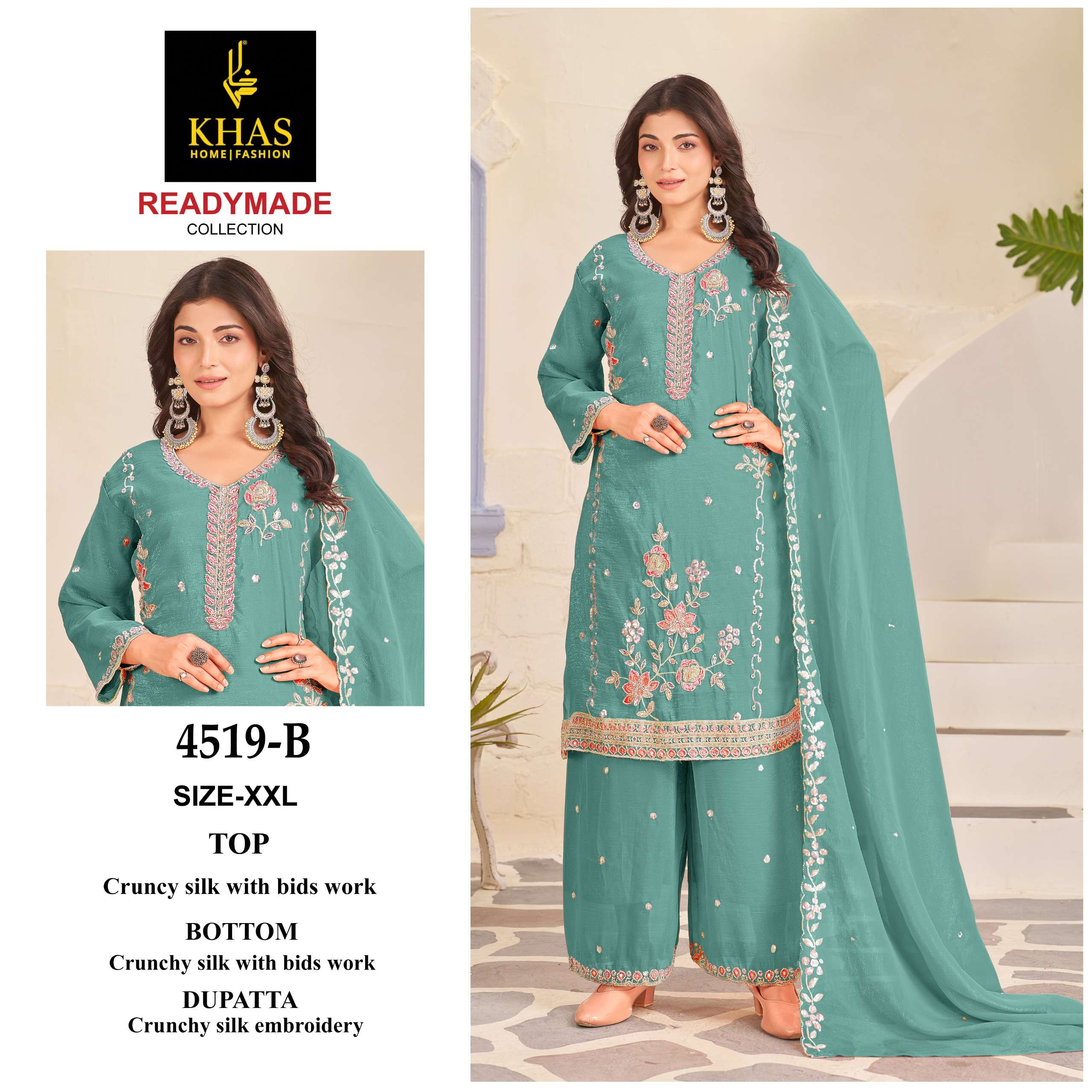 KHAS FASHION D NO 4519 SILK WITH EMBROIDERY DESIGNER PAKISTANI SUIT