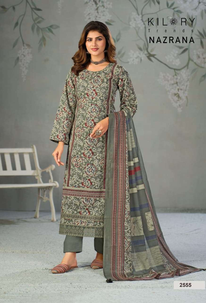 KILORY TRENDS NAZRANA  LAWN COTTON DIGITAL PRINT WITH EMBROIDERY WORK SUIT