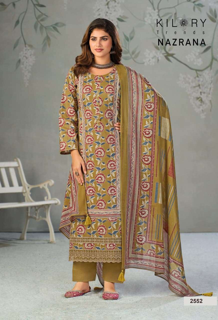 KILORY TRENDS NAZRANA  LAWN COTTON DIGITAL PRINT WITH EMBROIDERY WORK SUIT