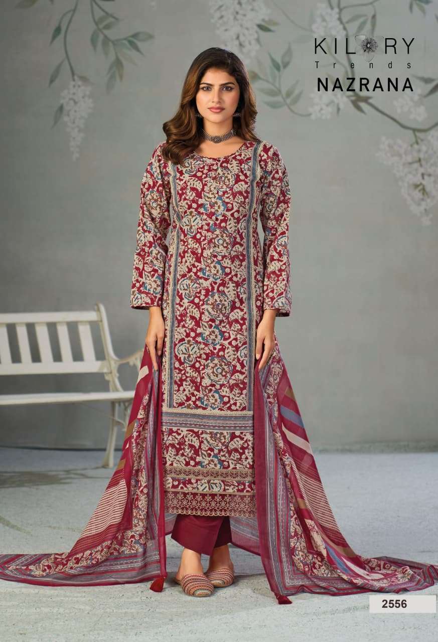 KILORY TRENDS NAZRANA  LAWN COTTON DIGITAL PRINT WITH EMBROIDERY WORK SUIT