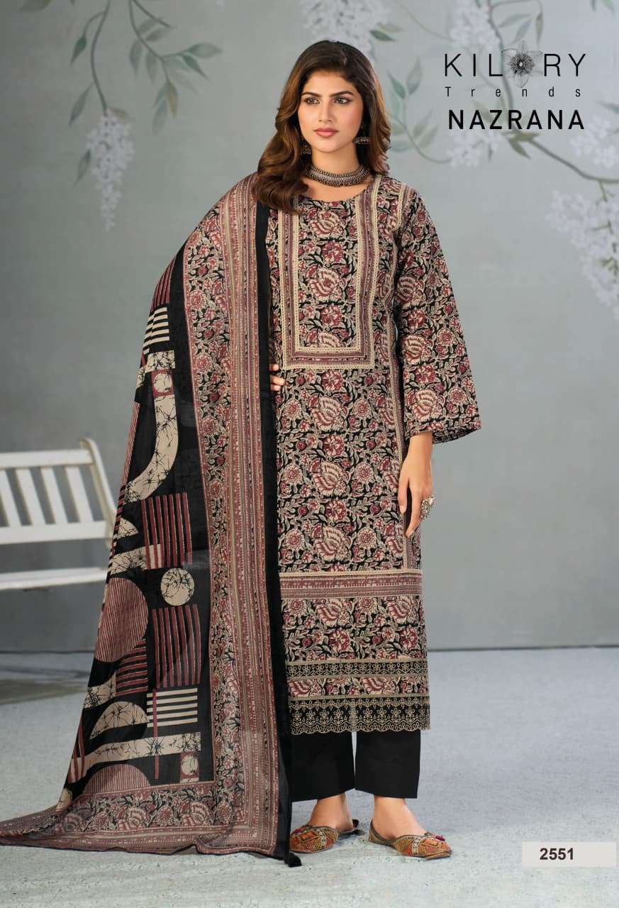KILORY TRENDS NAZRANA  LAWN COTTON DIGITAL PRINT WITH EMBROIDERY WORK SUIT