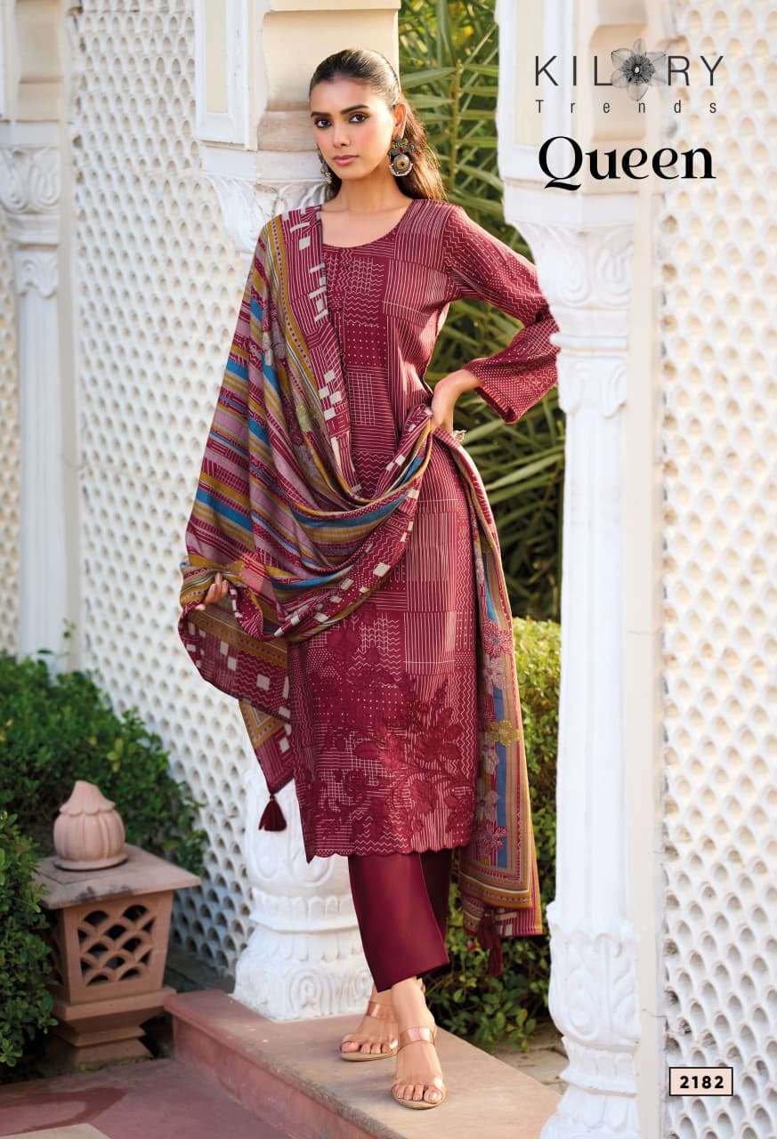 KILORY TRENDS QUEEN MODAL SILK DIGITAL PRINT WITH FANCY EMBROIDERY WORK SUIT