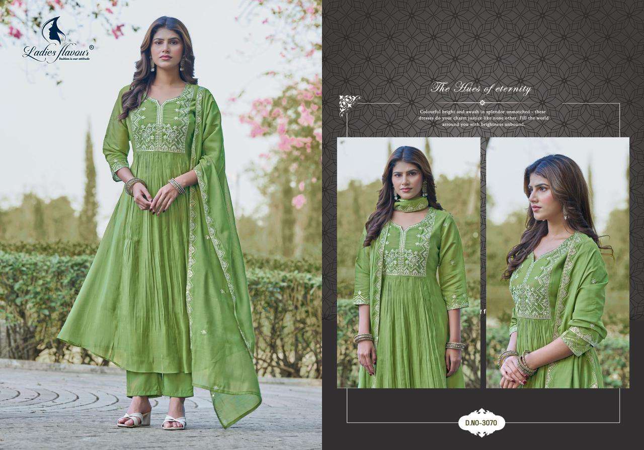 LADIES FLAVOR FIVE STAR SILK DESIGNER FESTIVE WEAR READY MADE LADIES SUIT