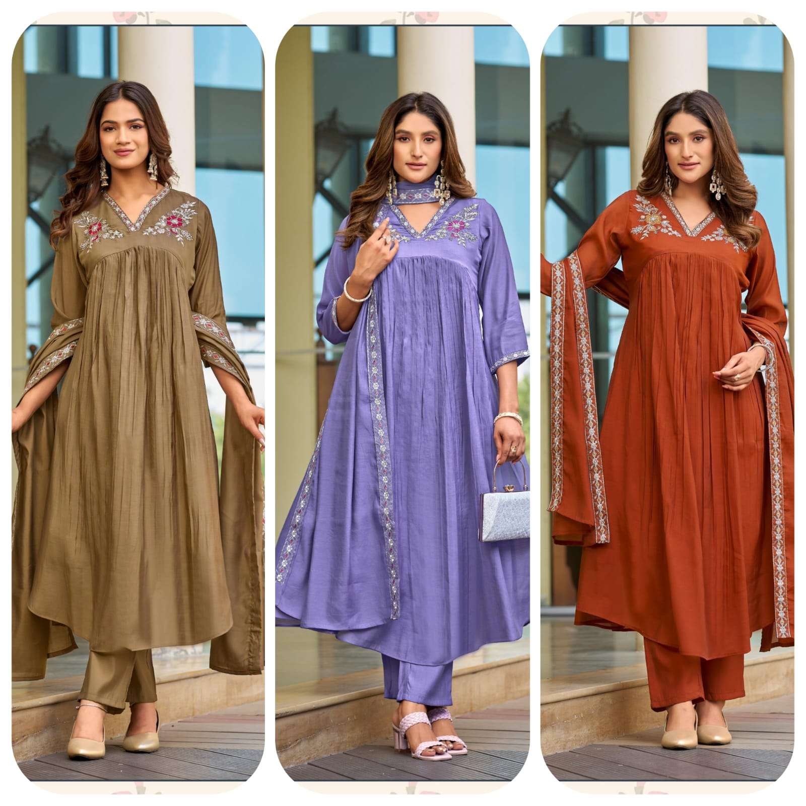 LADIES FLAVOR KIT KAT BEAUTIFUL ALIA CUT STYLE KURTI BOTTOM AND DUPATTA SET 