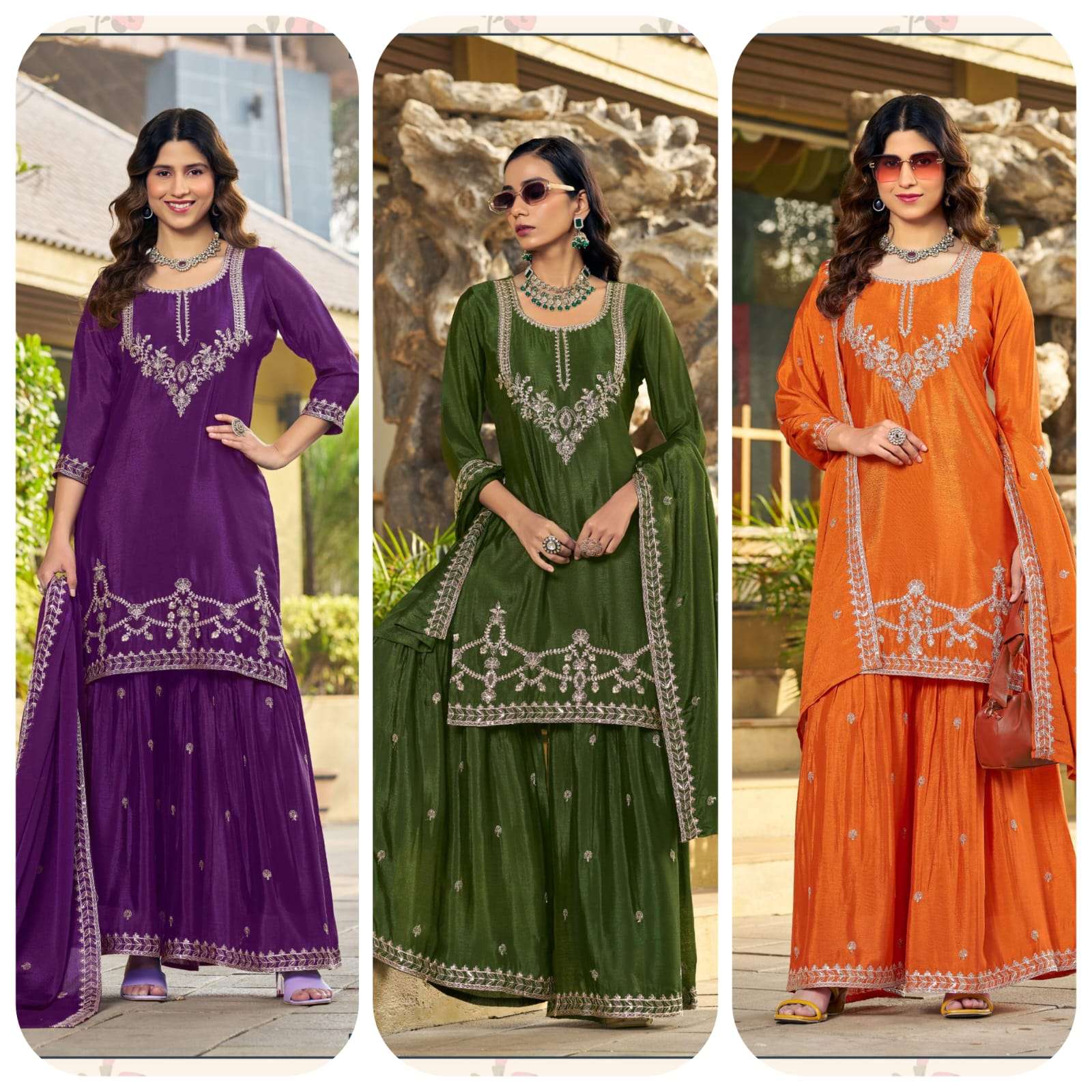 LADIES FLAVOR LOOK & LIKE EMBROIDERY DESIGNER WORK PARTY WEAR LADIES SUIT