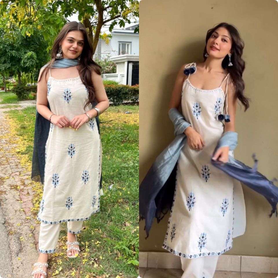 LADY LOOK 021 KHADI COTTON FANCY DESIGNER LOOK KURTI WITH PANT AND DUPPATTA SET 
