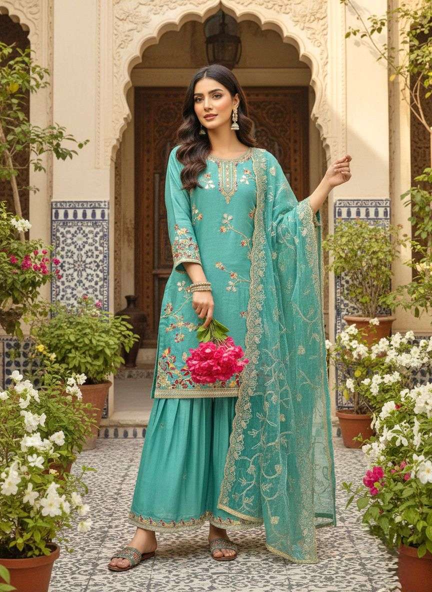 LADY LOOK 036 DESIGNER READY MADE TOP PLAZZO AND DUPATTA SET 