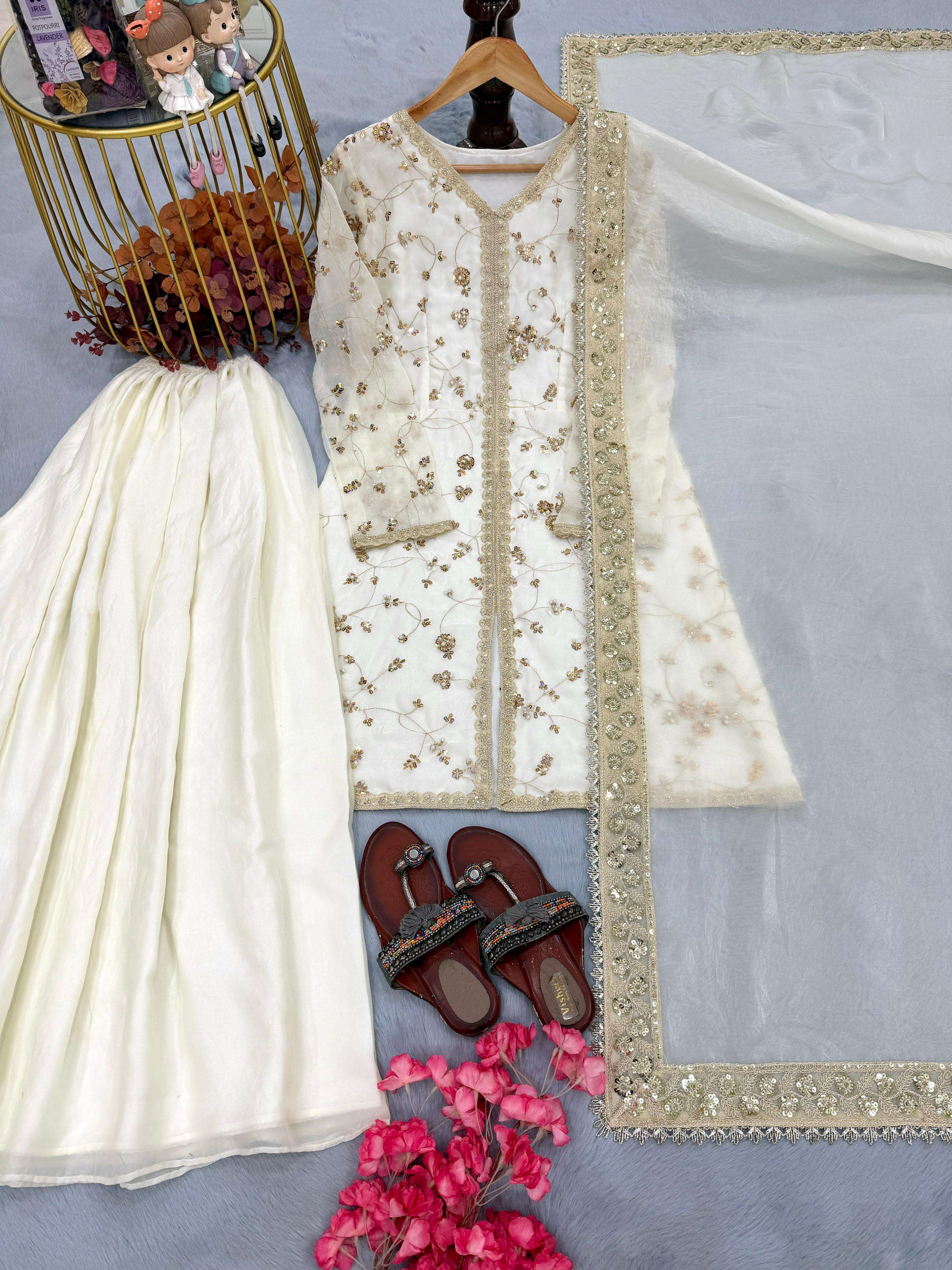 LADY LOOK 037 BEAUTIFUL PARTY WEAR DESIGNER LOOK TOP PLAZZO AND DUPATTA