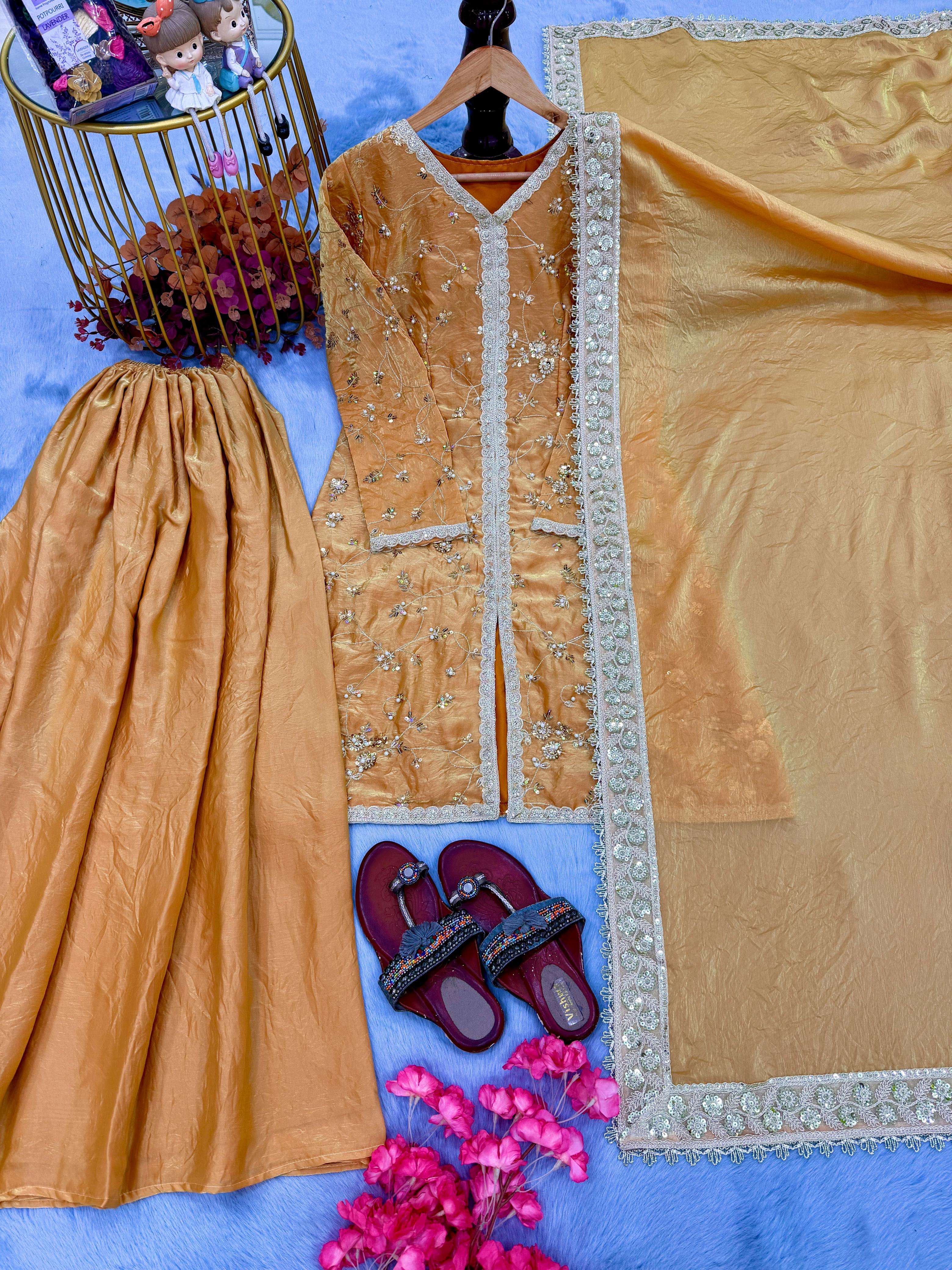 LADY LOOK 037 BEAUTIFUL PARTY WEAR DESIGNER LOOK TOP PLAZZO AND DUPATTA