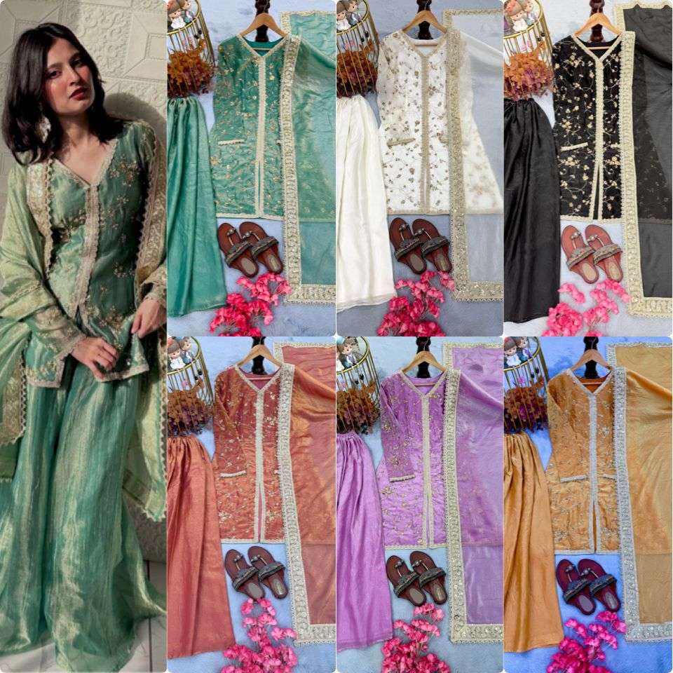 LADY LOOK 037 BEAUTIFUL PARTY WEAR DESIGNER LOOK TOP PLAZZO AND DUPATTA