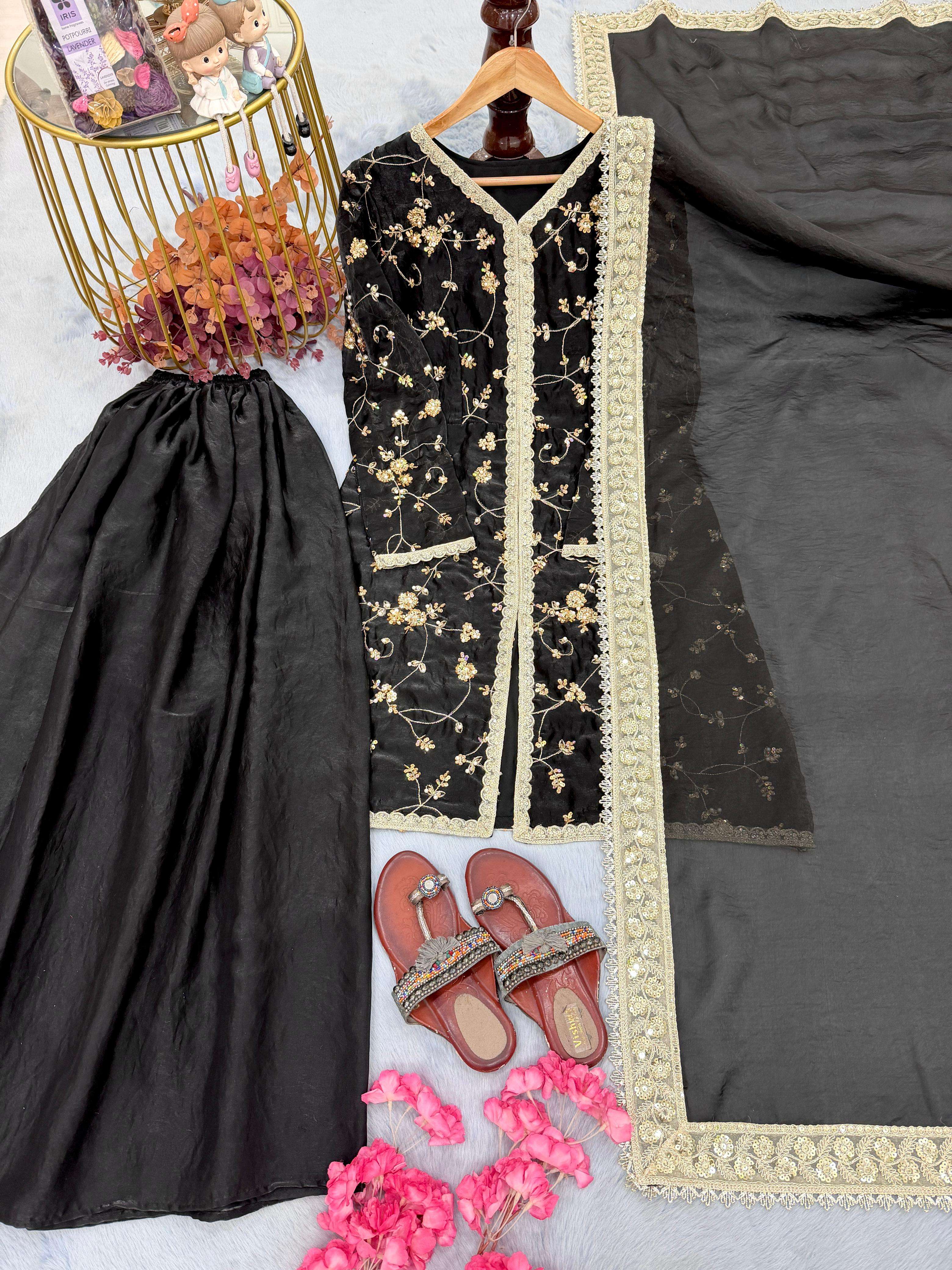 LADY LOOK 037 BEAUTIFUL PARTY WEAR DESIGNER LOOK TOP PLAZZO AND DUPATTA