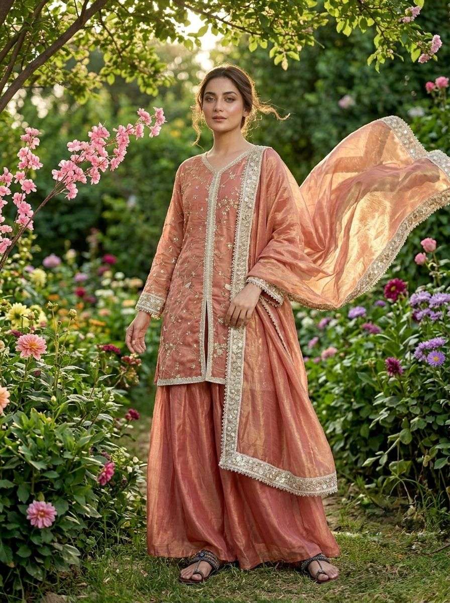 LADY LOOK 037 BEAUTIFUL PARTY WEAR DESIGNER LOOK TOP PLAZZO AND DUPATTA