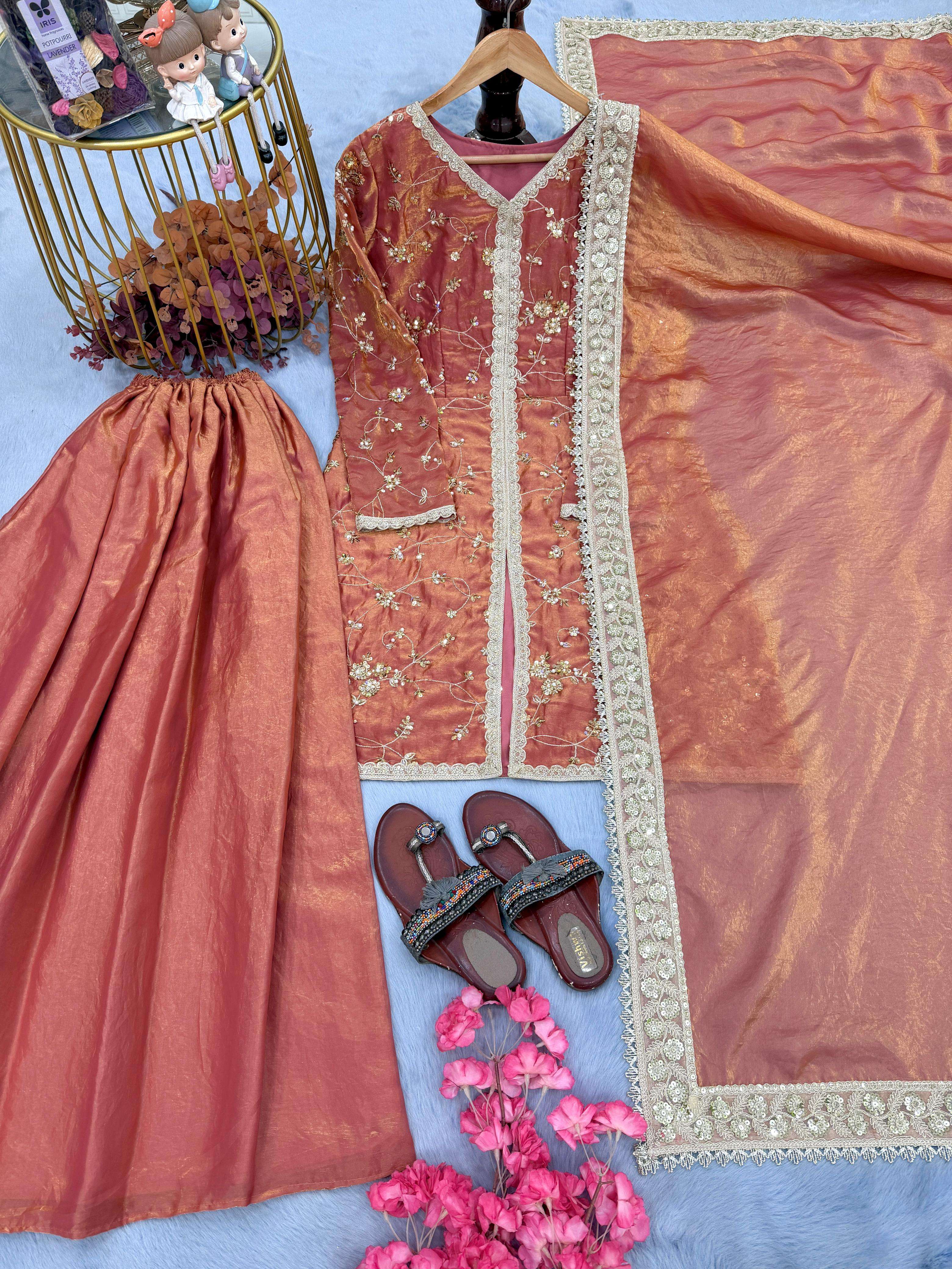 LADY LOOK 037 BEAUTIFUL PARTY WEAR DESIGNER LOOK TOP PLAZZO AND DUPATTA