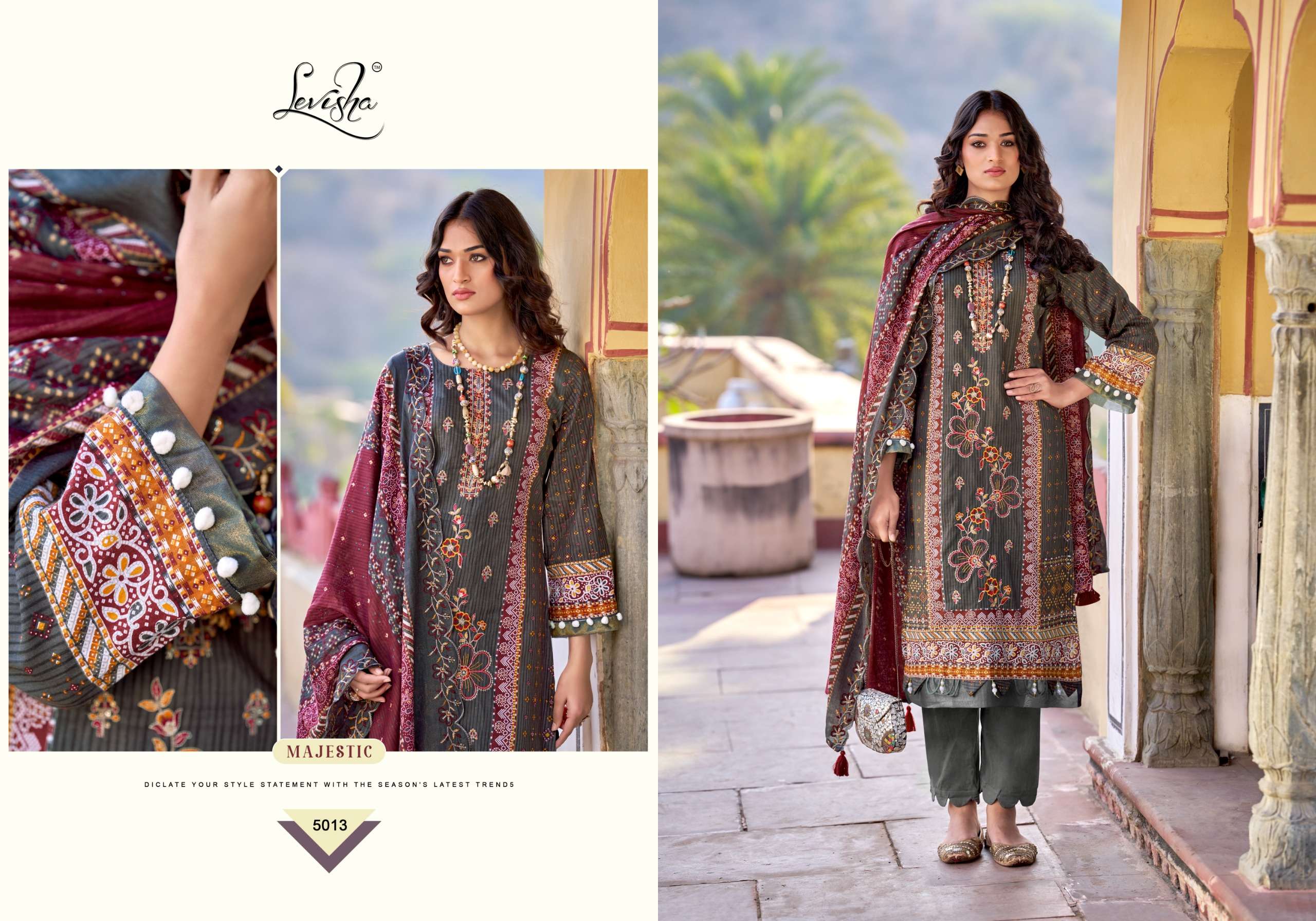  LEVISHA BINSAEED NX VOL 5 LAWN COTTON DIGITAL PRINT WITH FANCY WORK SUIT