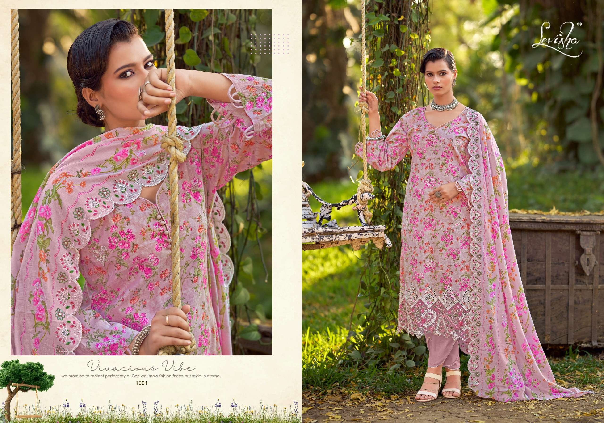 LEVISHA CHIKANKARI LAWN COTTON DIGITAL PRINT WITH FANCY EMBROIDERY WORK SUIT