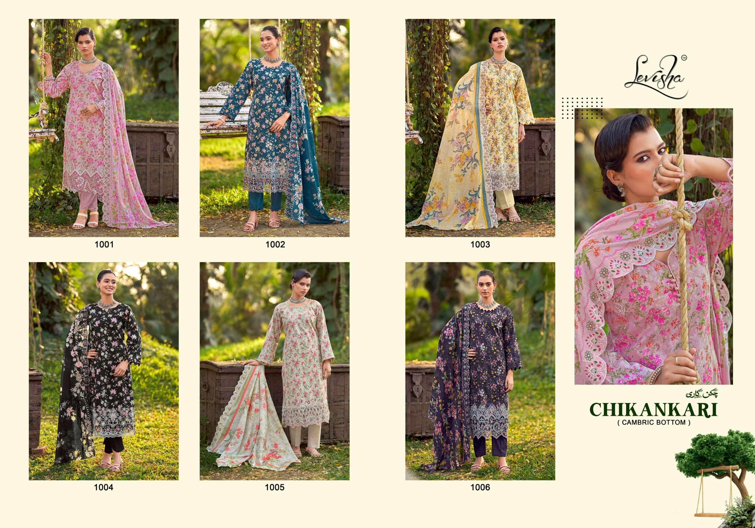 LEVISHA CHIKANKARI LAWN COTTON DIGITAL PRINT WITH FANCY EMBROIDERY WORK SUIT