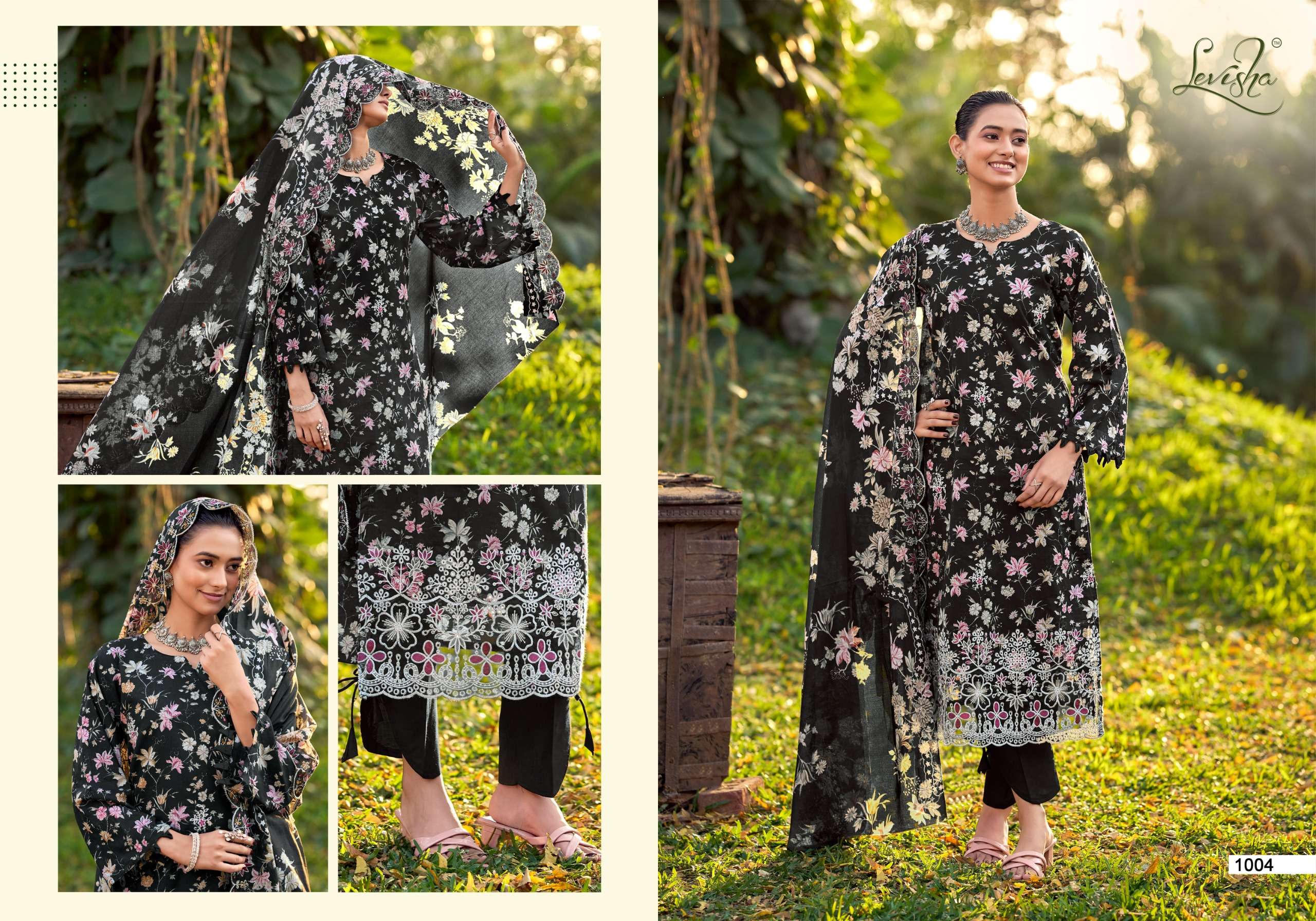 LEVISHA CHIKANKARI LAWN COTTON DIGITAL PRINT WITH FANCY EMBROIDERY WORK SUIT