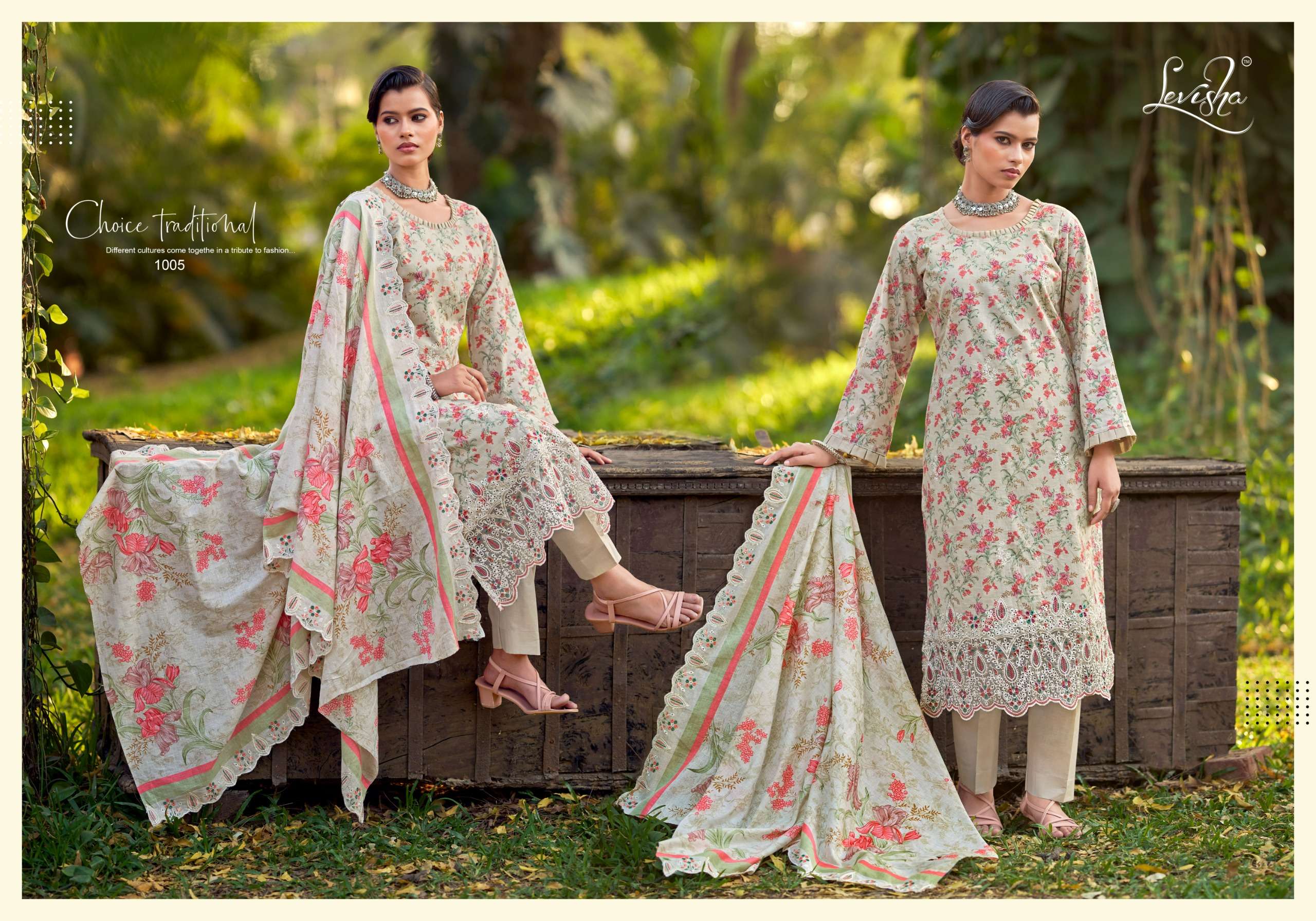 LEVISHA CHIKANKARI LAWN COTTON DIGITAL PRINT WITH FANCY EMBROIDERY WORK SUIT