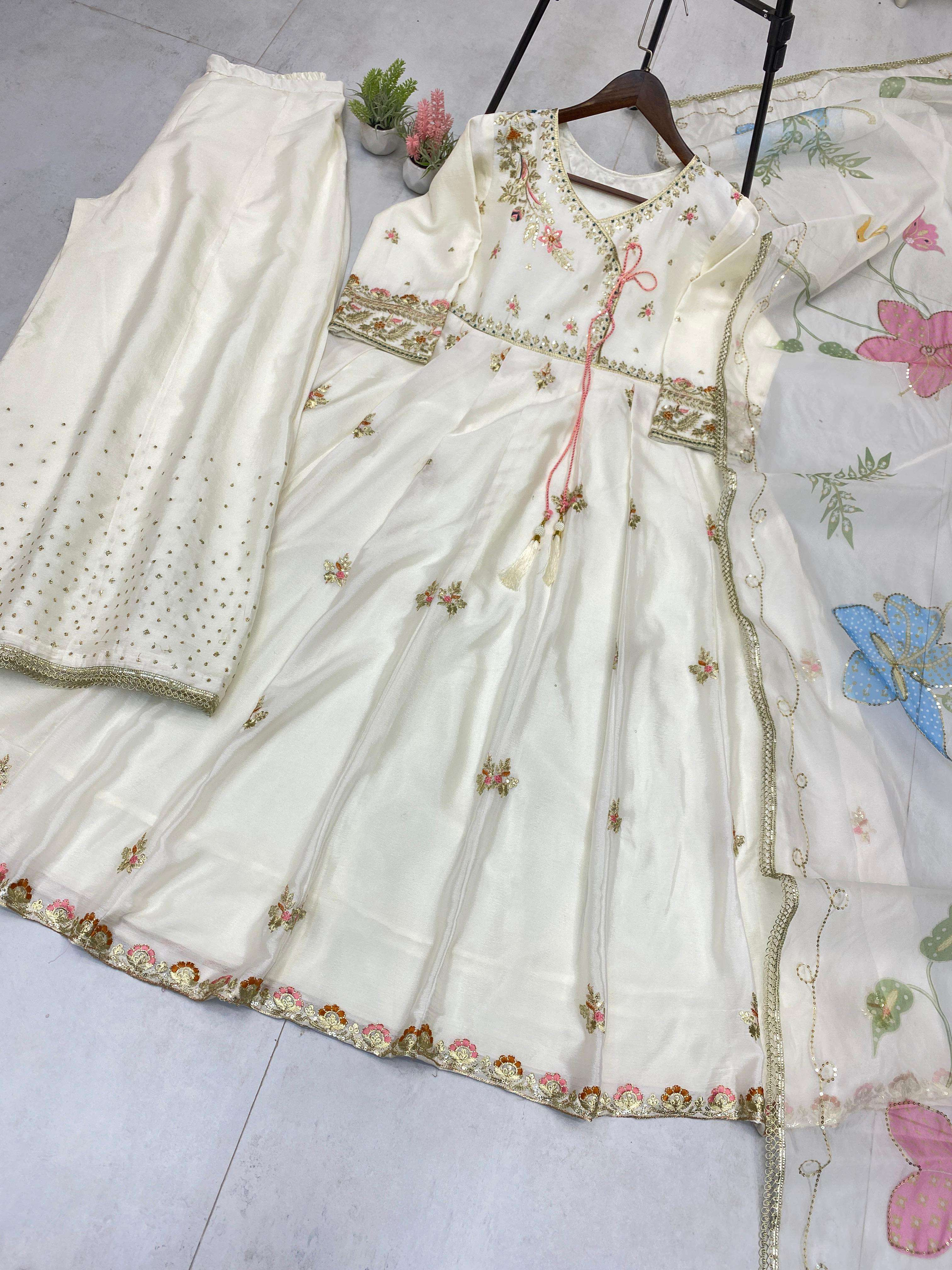 LG 2018 CHINON BEAUTIFUL EMBROIDERY DESIGNER GOWN WITH PLAZZO AND DUPATTA SET 