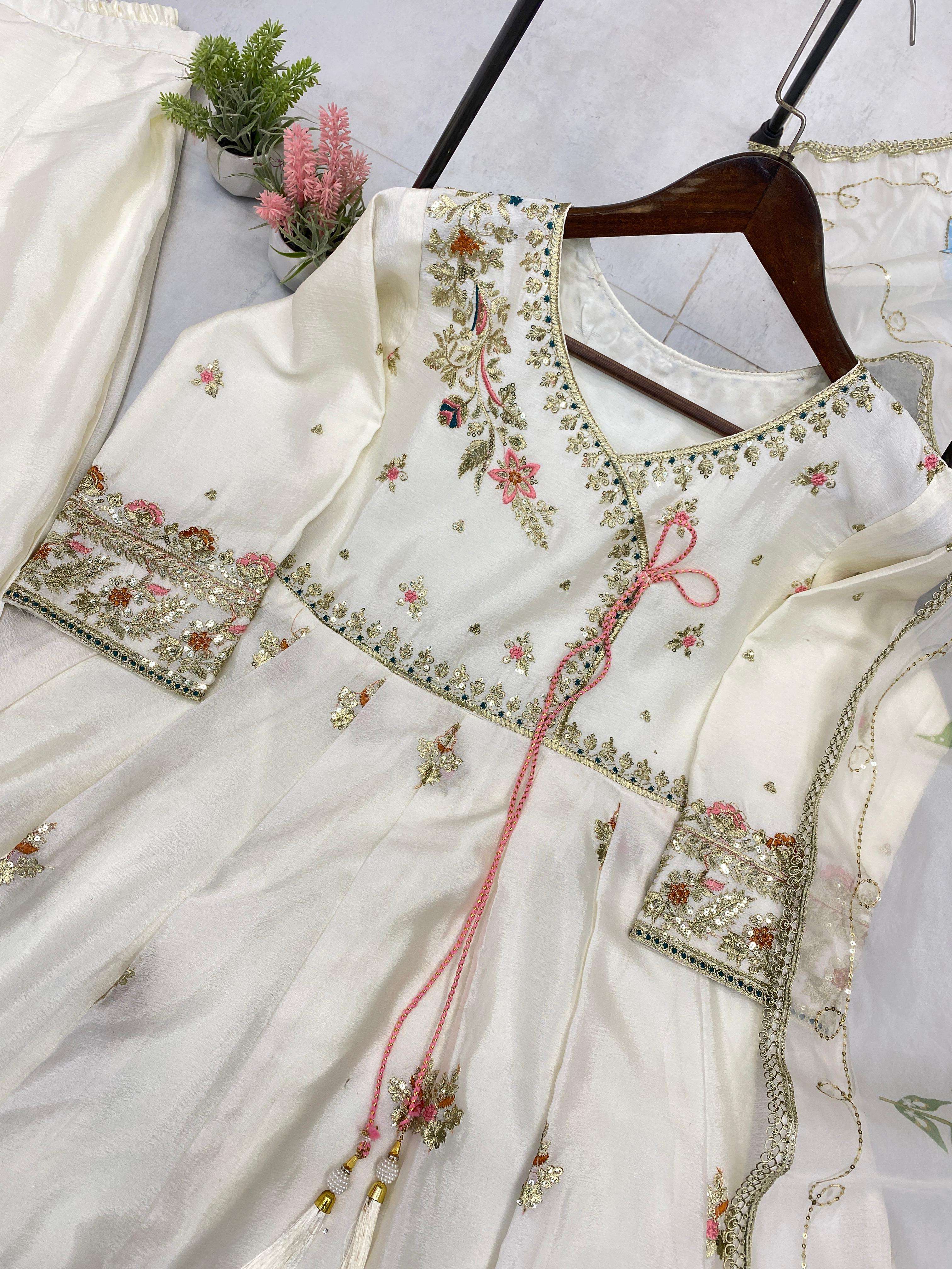 LG 2018 CHINON BEAUTIFUL EMBROIDERY DESIGNER GOWN WITH PLAZZO AND DUPATTA SET 