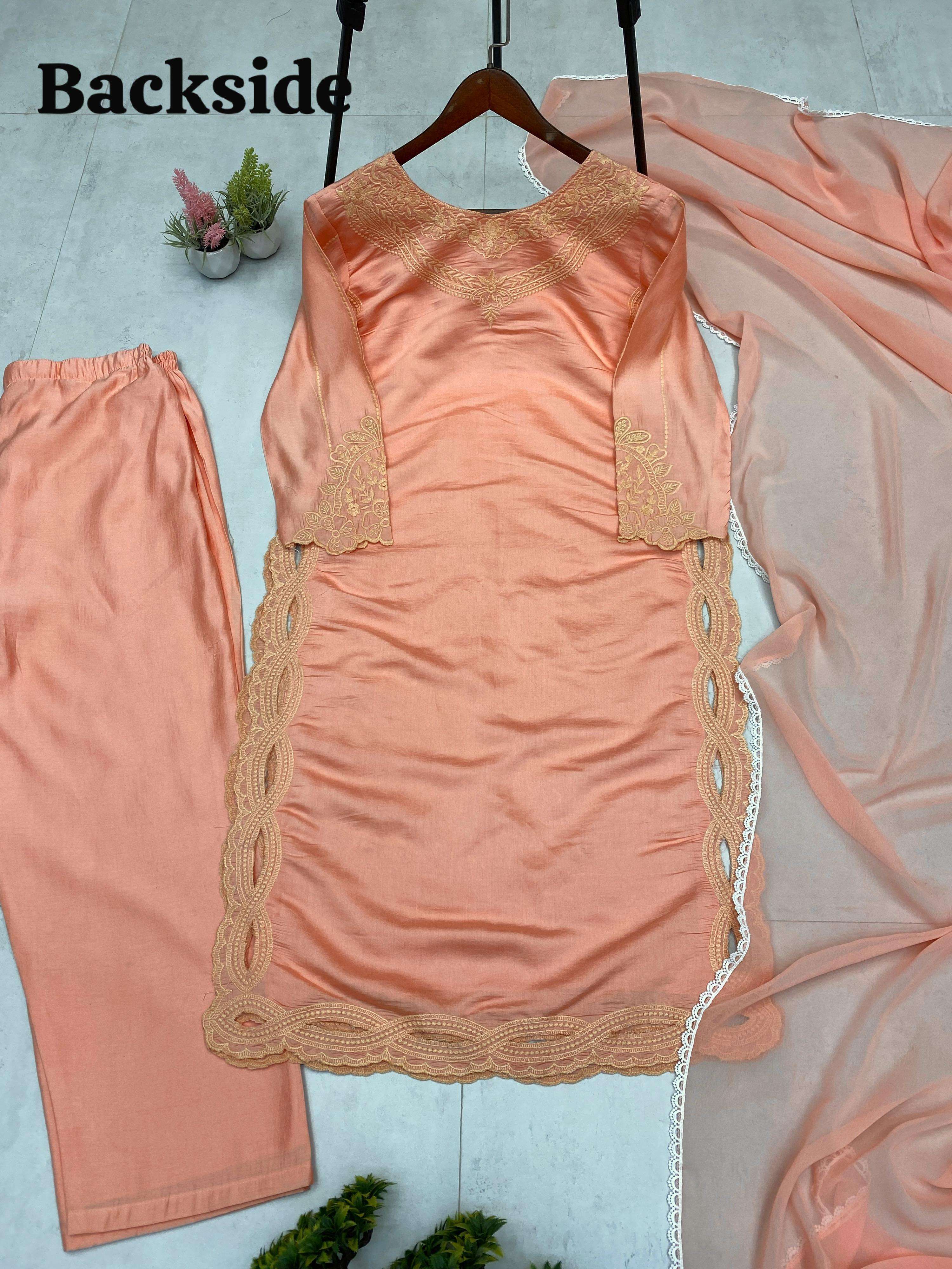 LG 2069 SILK EMBROIDERY DESIGNER WORK FESTIVE WEAR LADIES SUIT