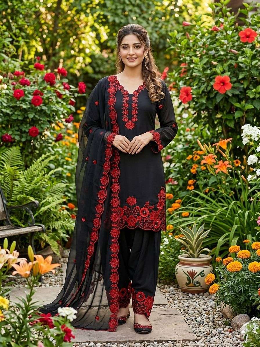 LG 2074 SILK SEQUENCE EMBROIDERY WORKS FESTIVE WEAR LADIES SUIT