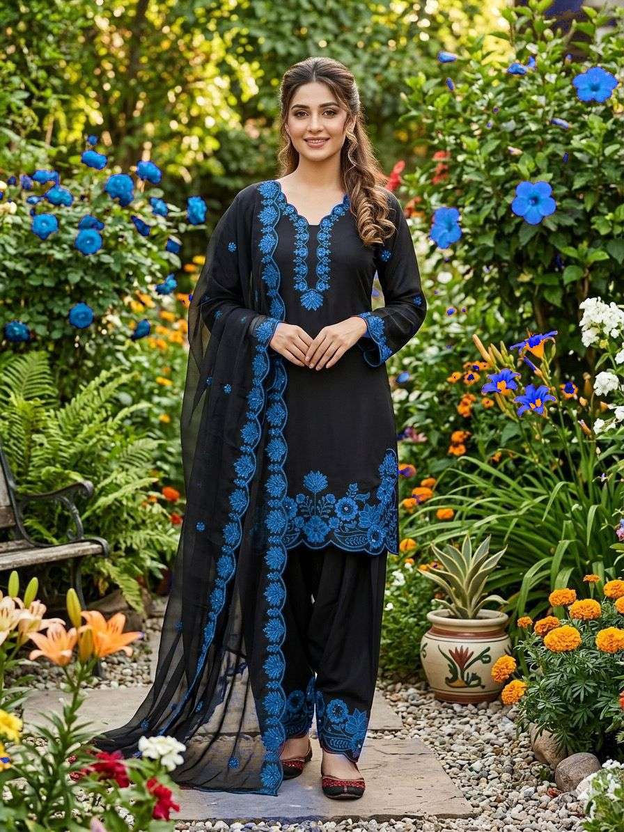 LG 2074 SILK SEQUENCE EMBROIDERY WORKS FESTIVE WEAR LADIES SUIT