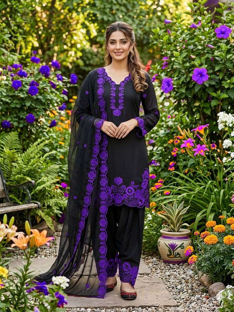 LG 2074 SILK SEQUENCE EMBROIDERY WORKS FESTIVE WEAR LADIES SUIT
