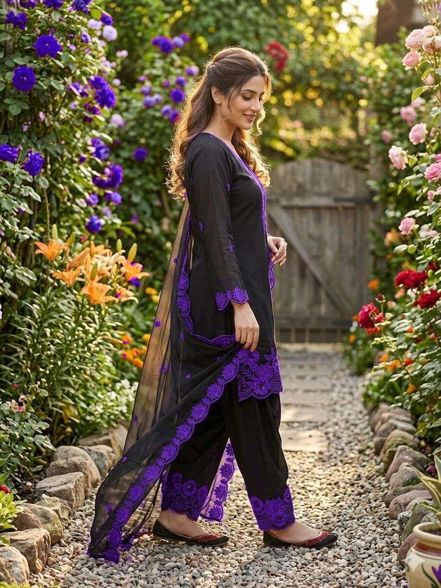 LG 2074 SILK SEQUENCE EMBROIDERY WORKS FESTIVE WEAR LADIES SUIT