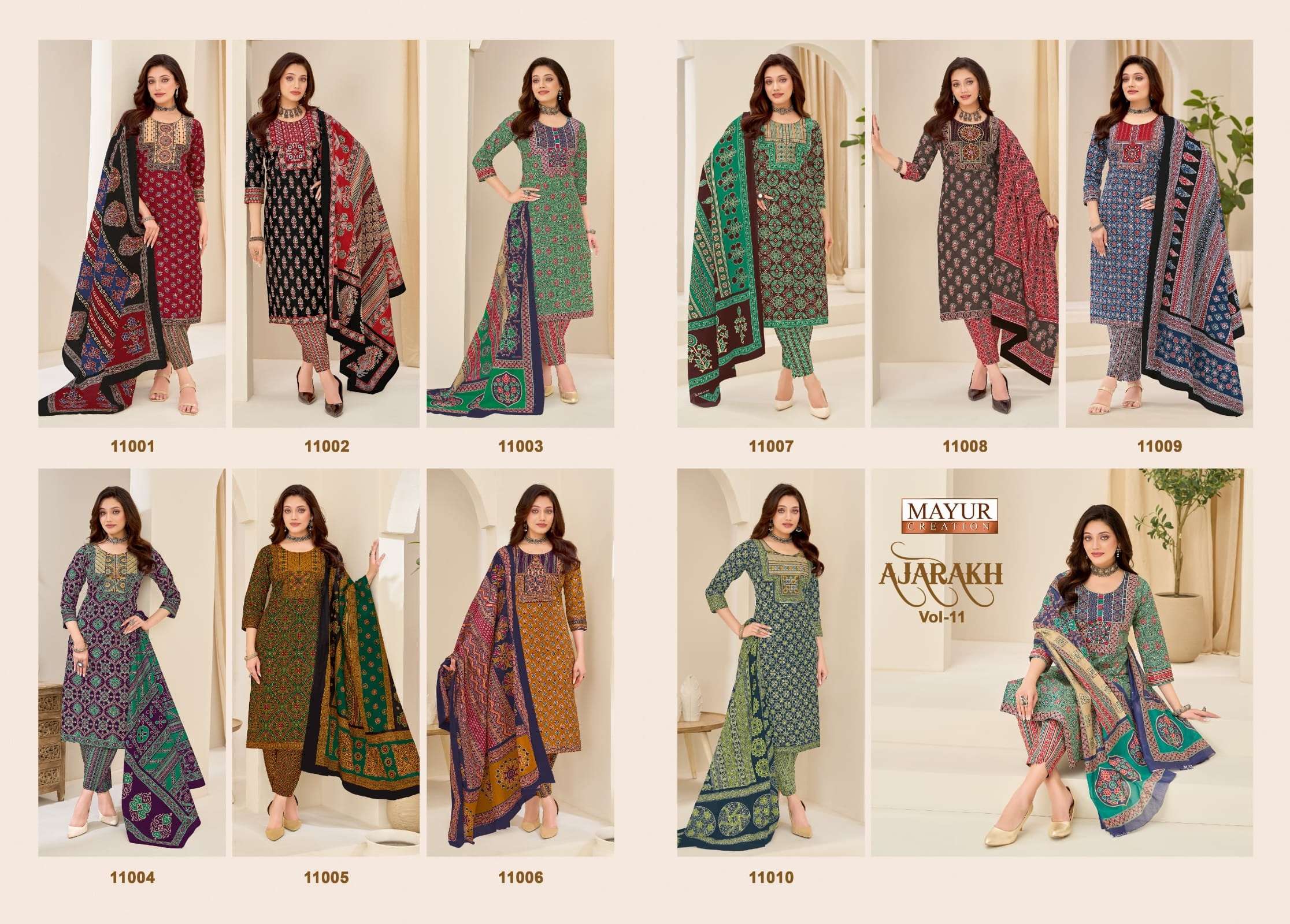  MAYUR CREATION AJARAKH VOL 11 STITCH COLLECTION 