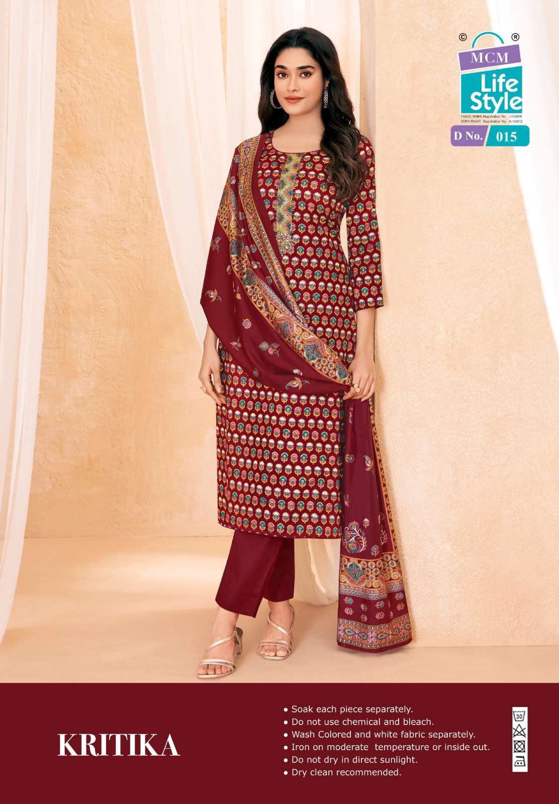 MCM LIFESTYLE KRITIKA JAM SATIN PRINT WITH FANCY NECK WORK SUIT