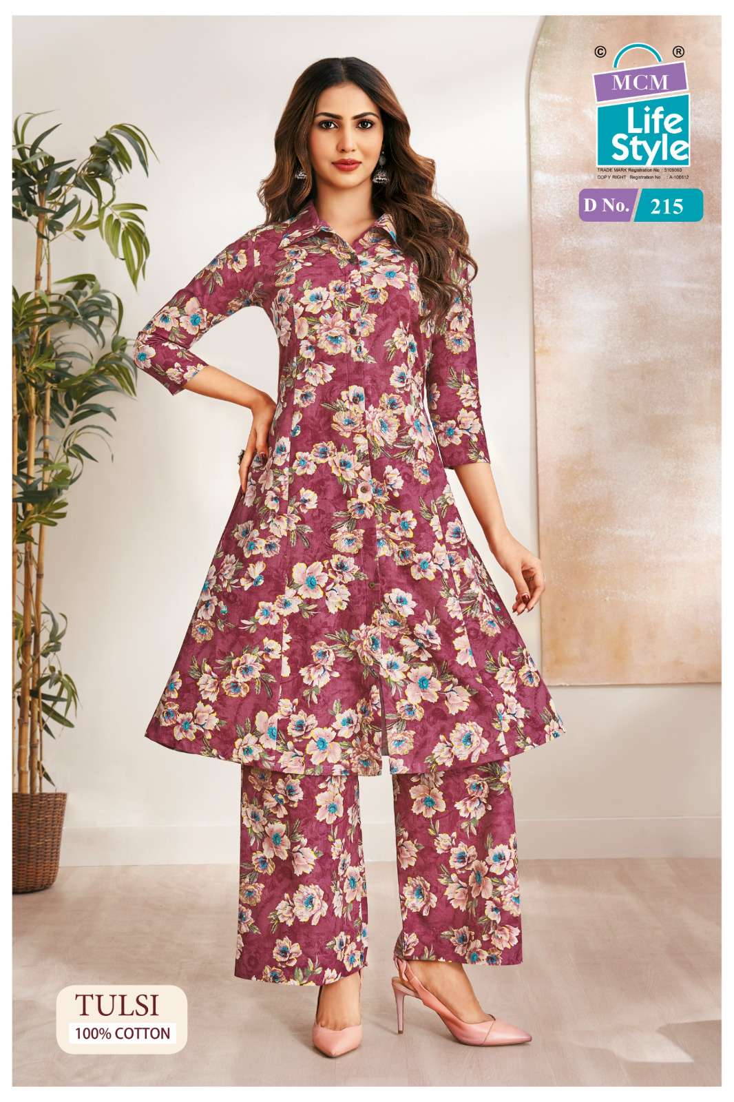 MCM LIFESTYLE TULSI VOL 2 PRINCESS CUT STYLE KURTI WITH BOTTOM PAIR 