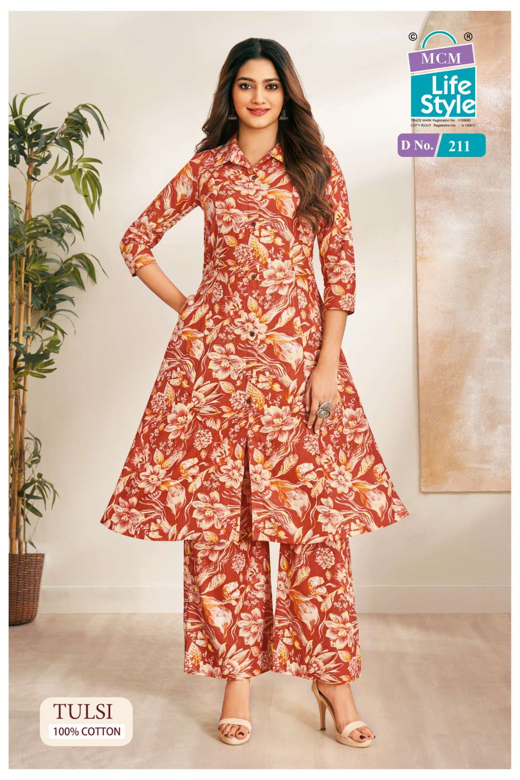 MCM LIFESTYLE TULSI VOL 2 PRINCESS CUT STYLE KURTI WITH BOTTOM PAIR 