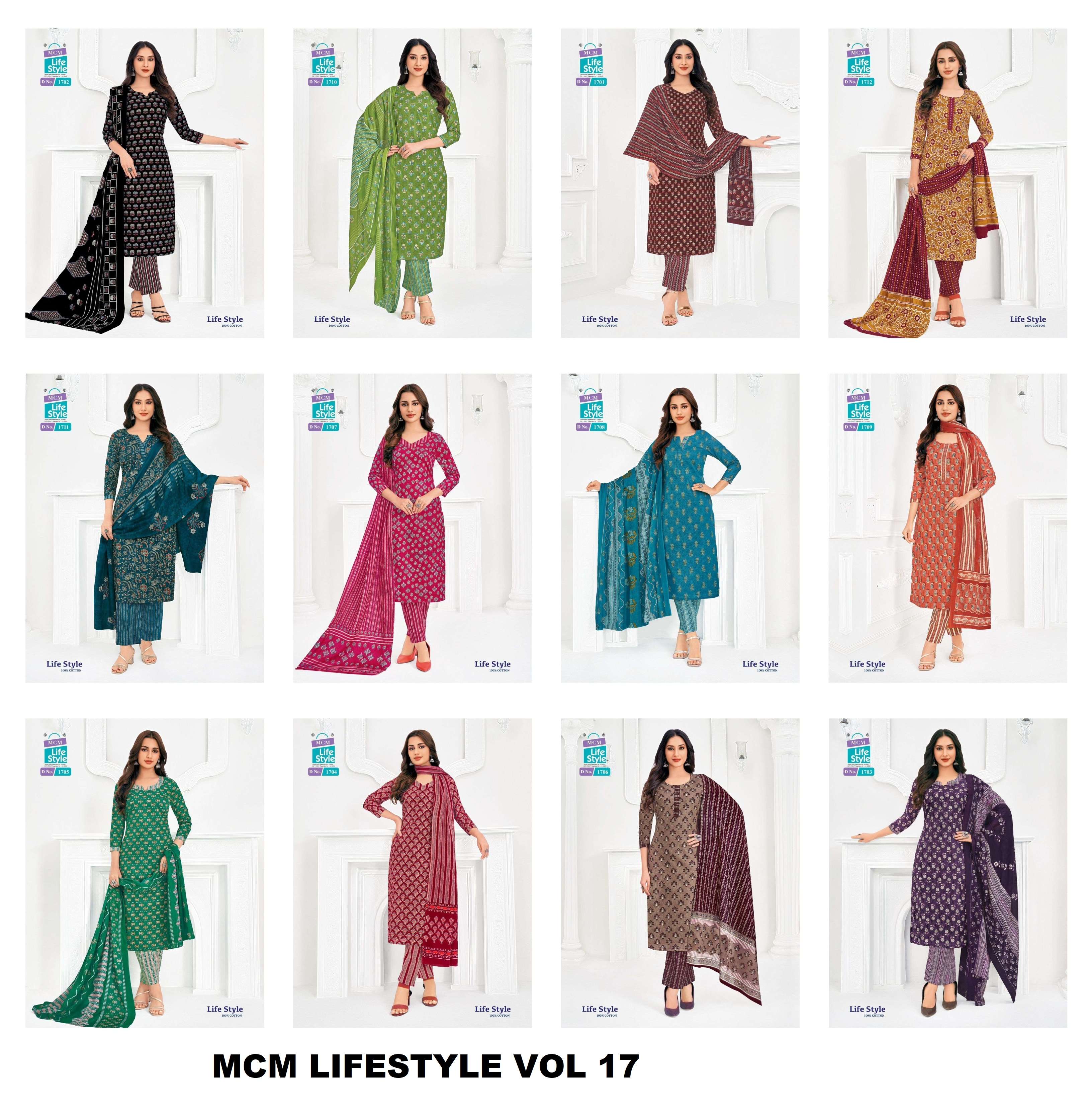 MCM LIFESTYLE VOL 17 COTTON PRINT KURTI WITH PANT AND DUPPATTA SET 