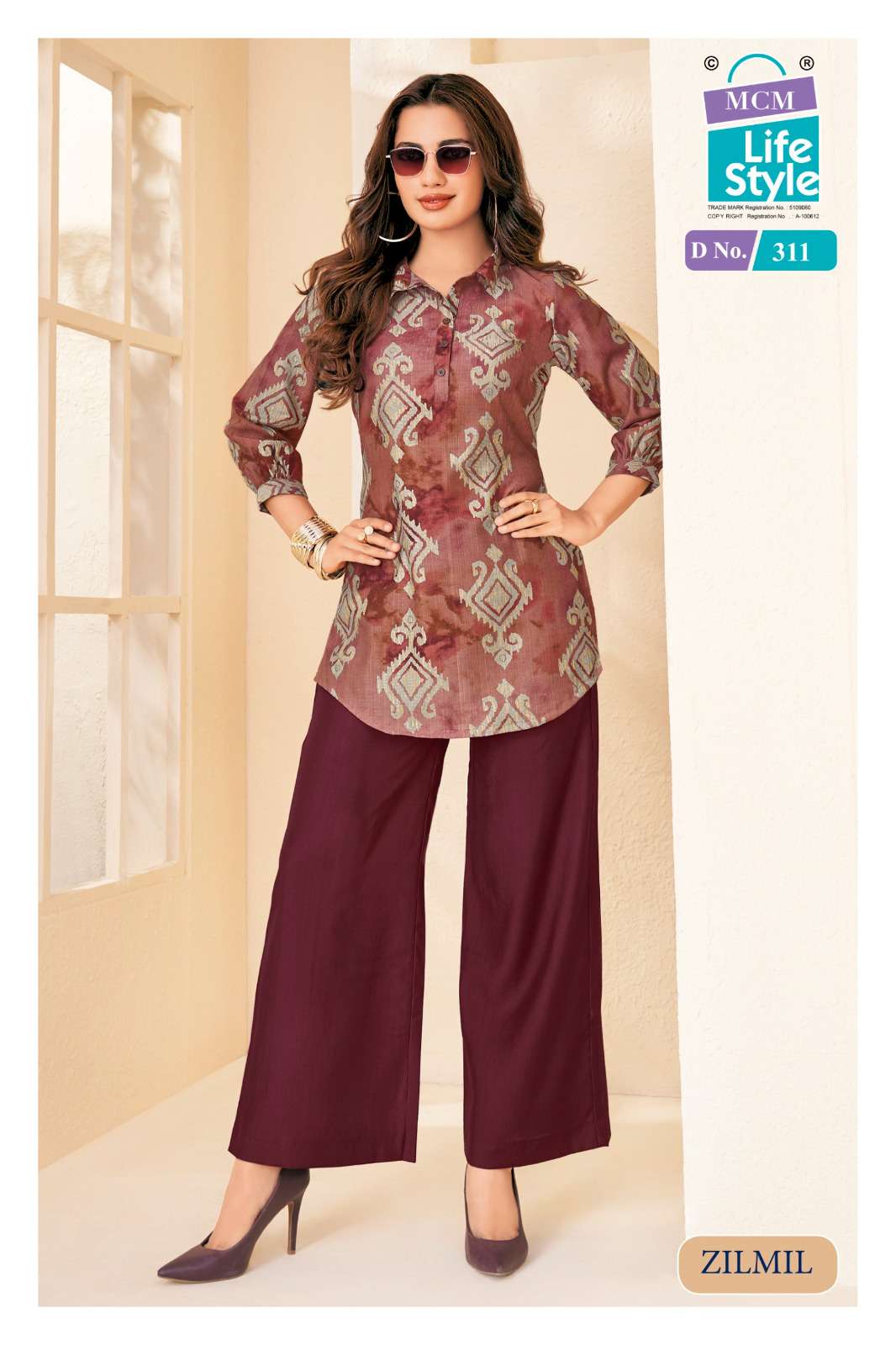 MCM LIFESTYLE ZILMIL VOL 3 STYLISH TOP WITH PLAZZO PAIR 