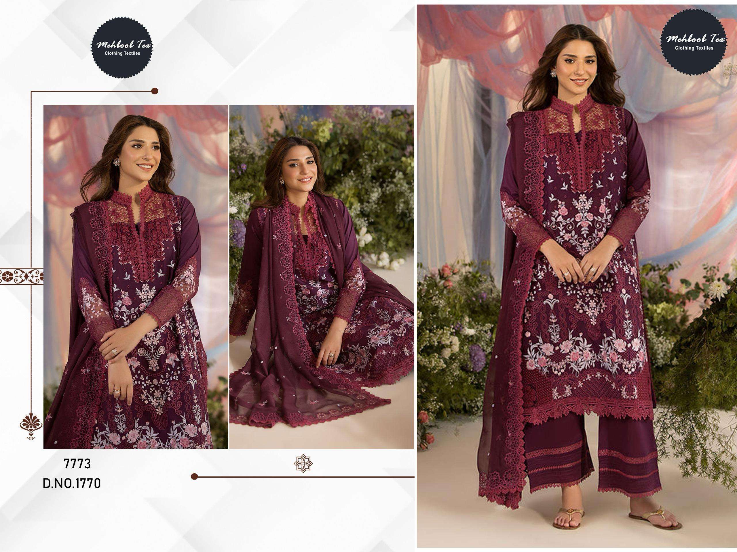 MEHBOOB TEX D NO 1770 & 1771 COTTON HEAVY PATCH EMBROIDERY DESIGNER WORK SUIT