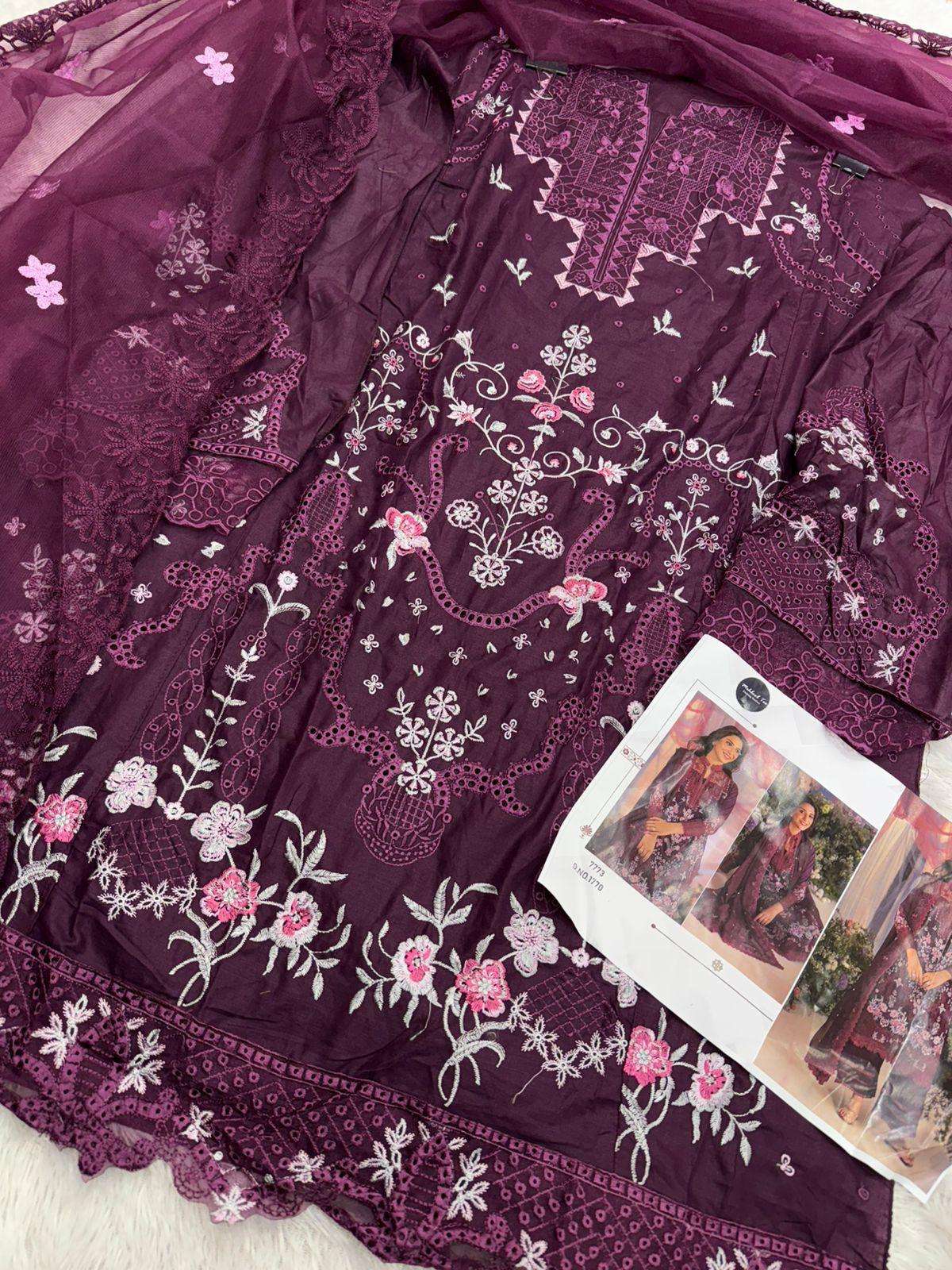 MEHBOOB TEX D NO 1770 & 1771 COTTON HEAVY PATCH EMBROIDERY DESIGNER WORK SUIT