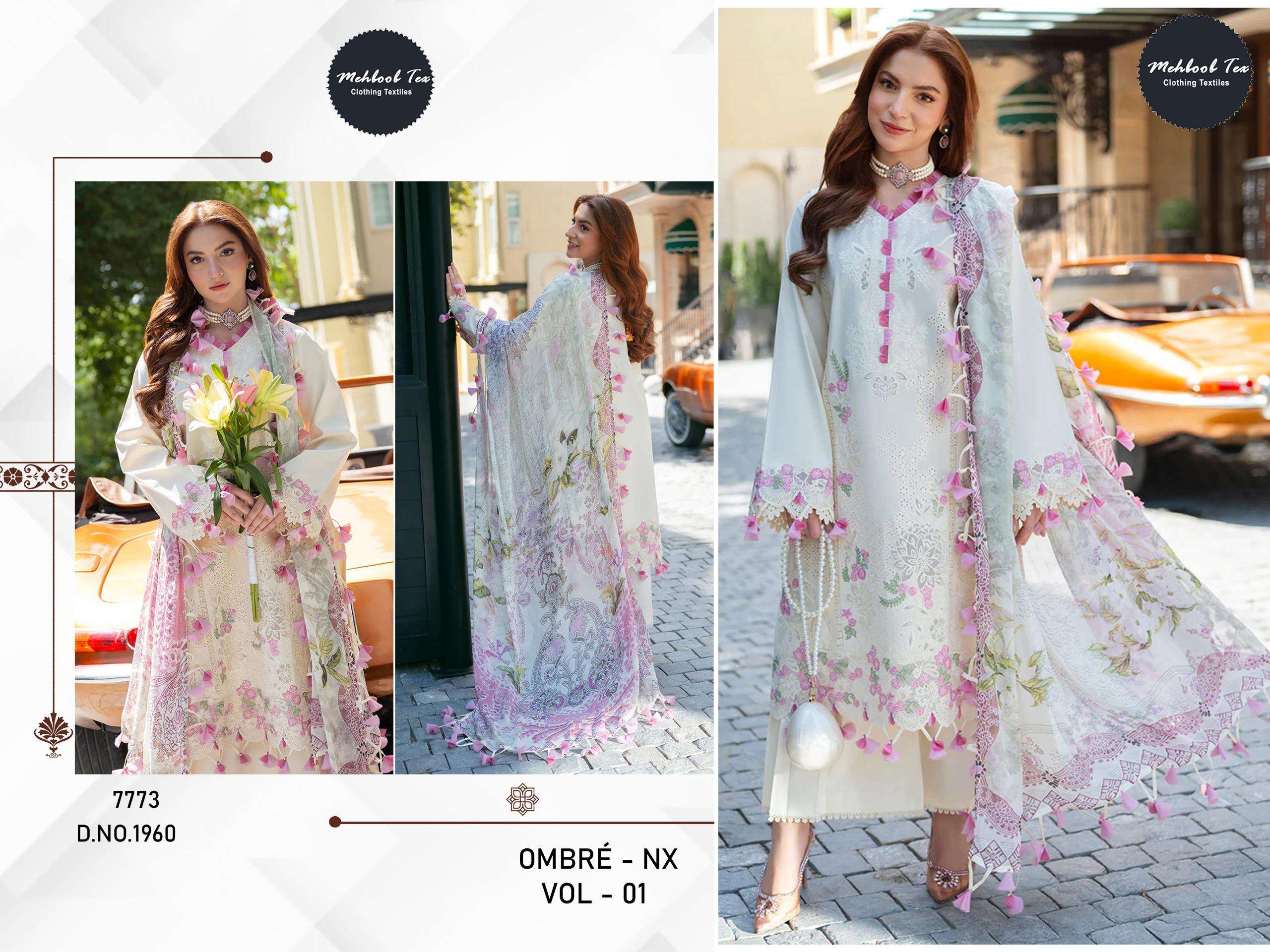 MEHBOOB TEX OMBRE NX VOL 1 COTTON EMBROIDERY DESIGNER WORK PAKISTANI SUIT