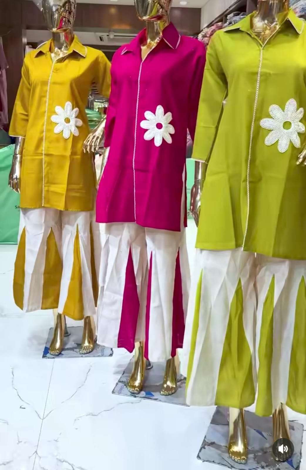 MF CO-ORD SET COLLECTION SILK FANCY LOOKS TOP WITH PLAZZO PAIR 