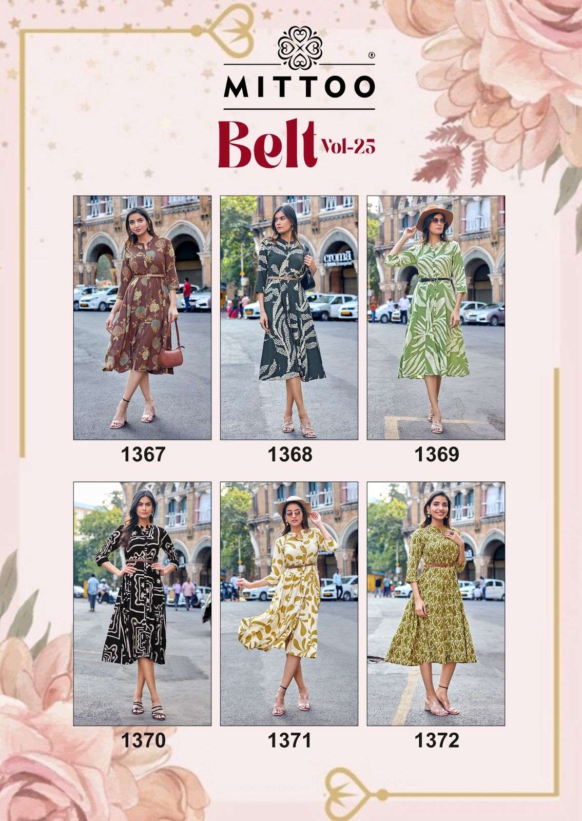 MITTOO BELT VOL 25 RAYON FANCY PRINT LADIES WESTERN STYLE KURTI 