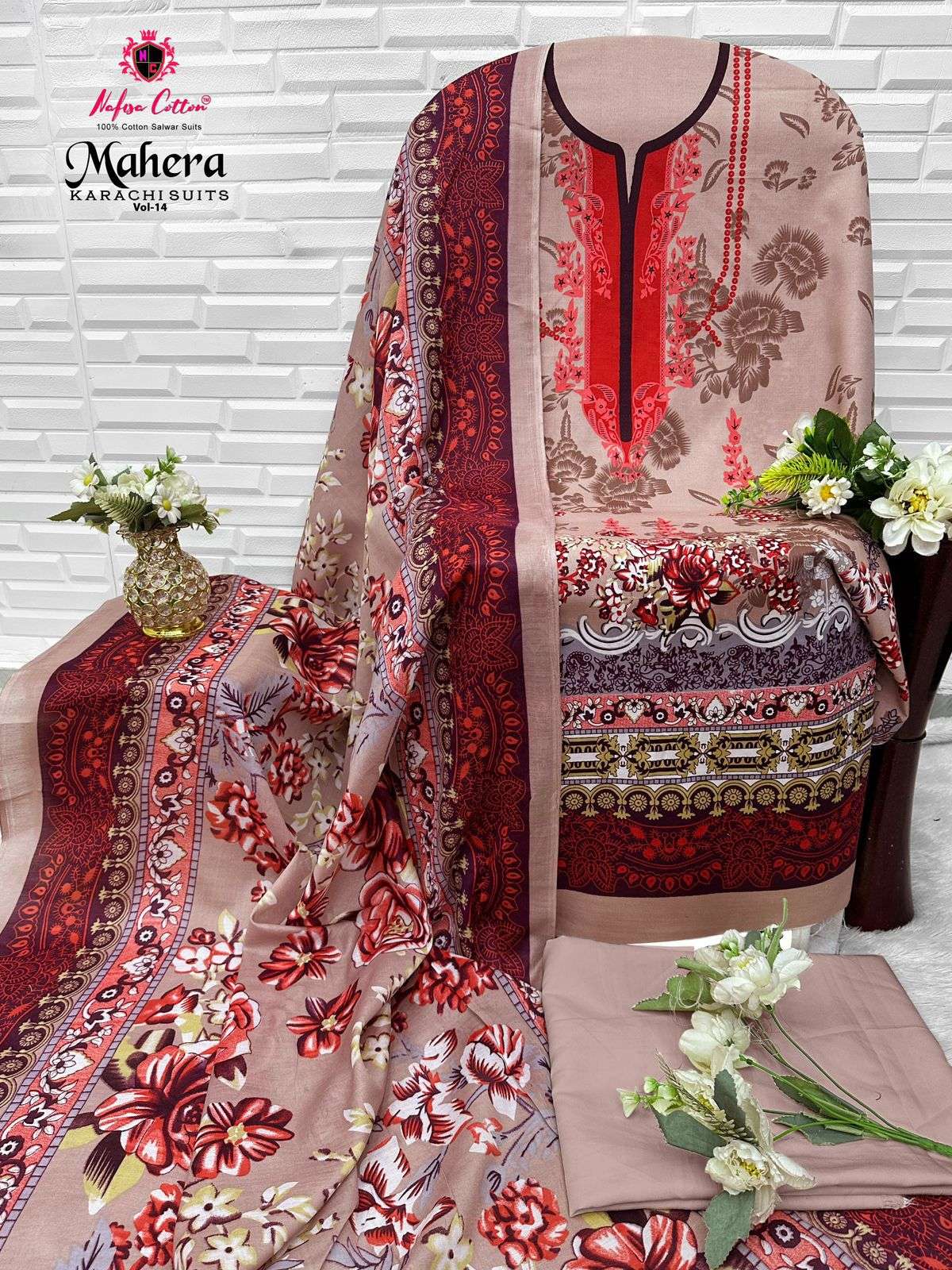 NAFISA COTTON MAHERA KARACHI SUITS VOL 14 COTTON DIGITAL PRINTS SALWAR SUIT	
