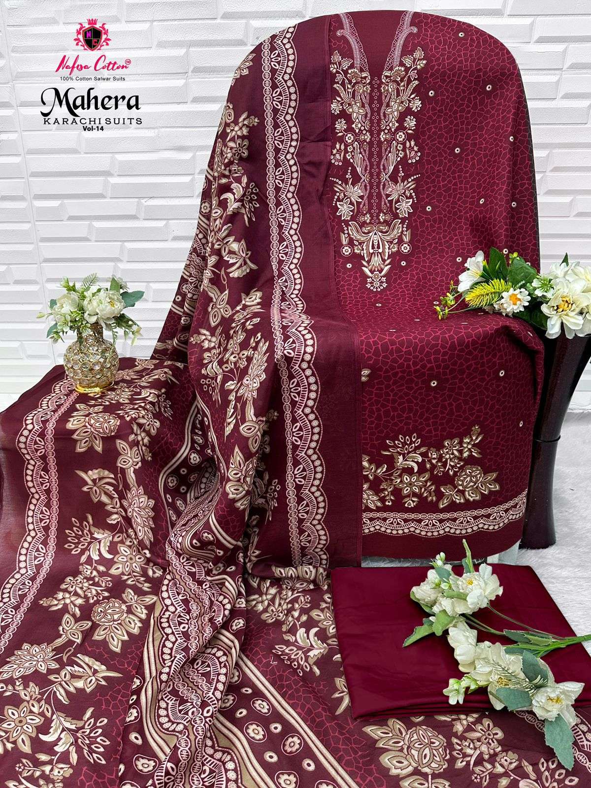 NAFISA COTTON MAHERA KARACHI SUITS VOL 14 COTTON DIGITAL PRINTS SALWAR SUIT	