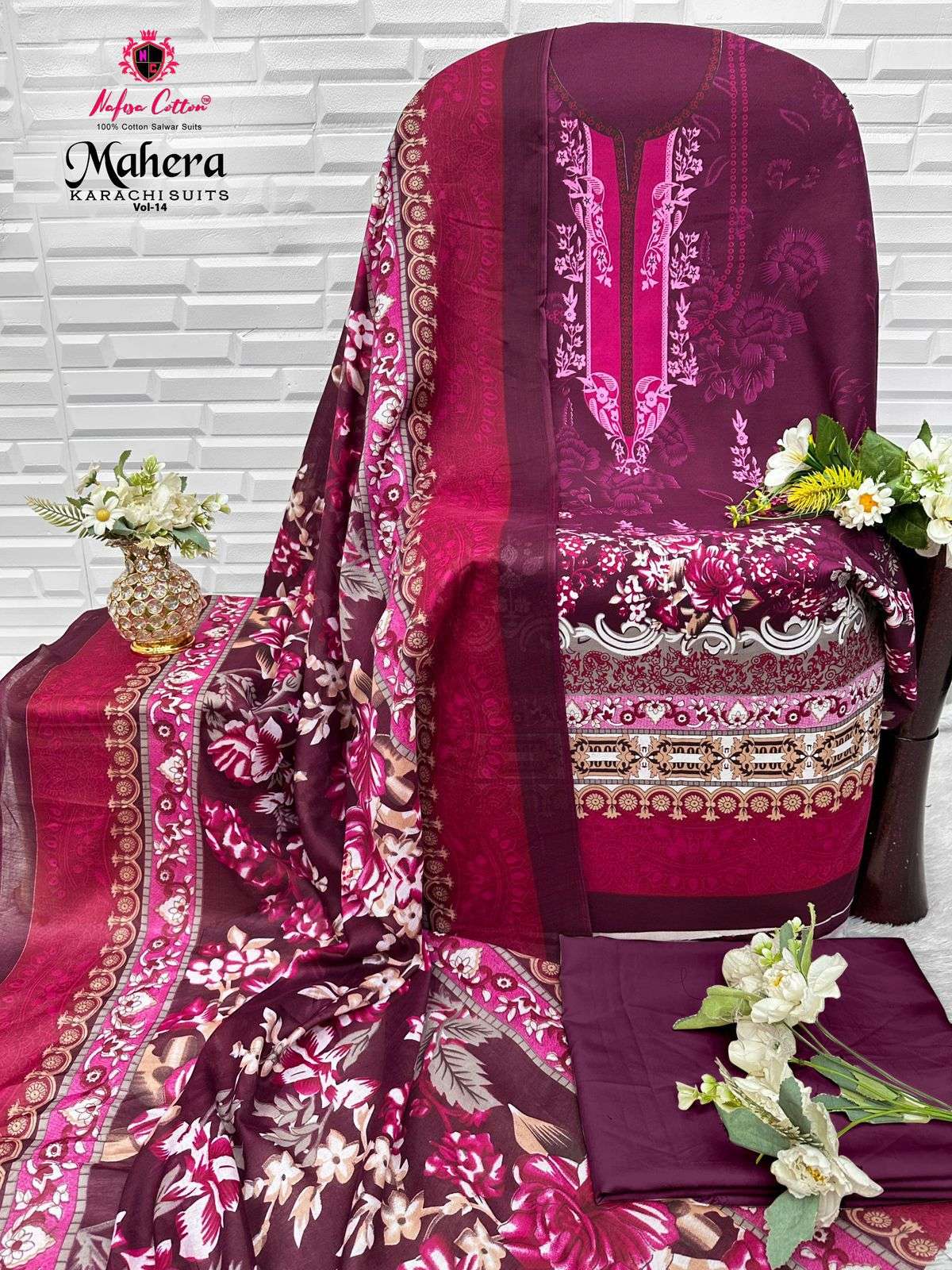 NAFISA COTTON MAHERA KARACHI SUITS VOL 14 COTTON DIGITAL PRINTS SALWAR SUIT	