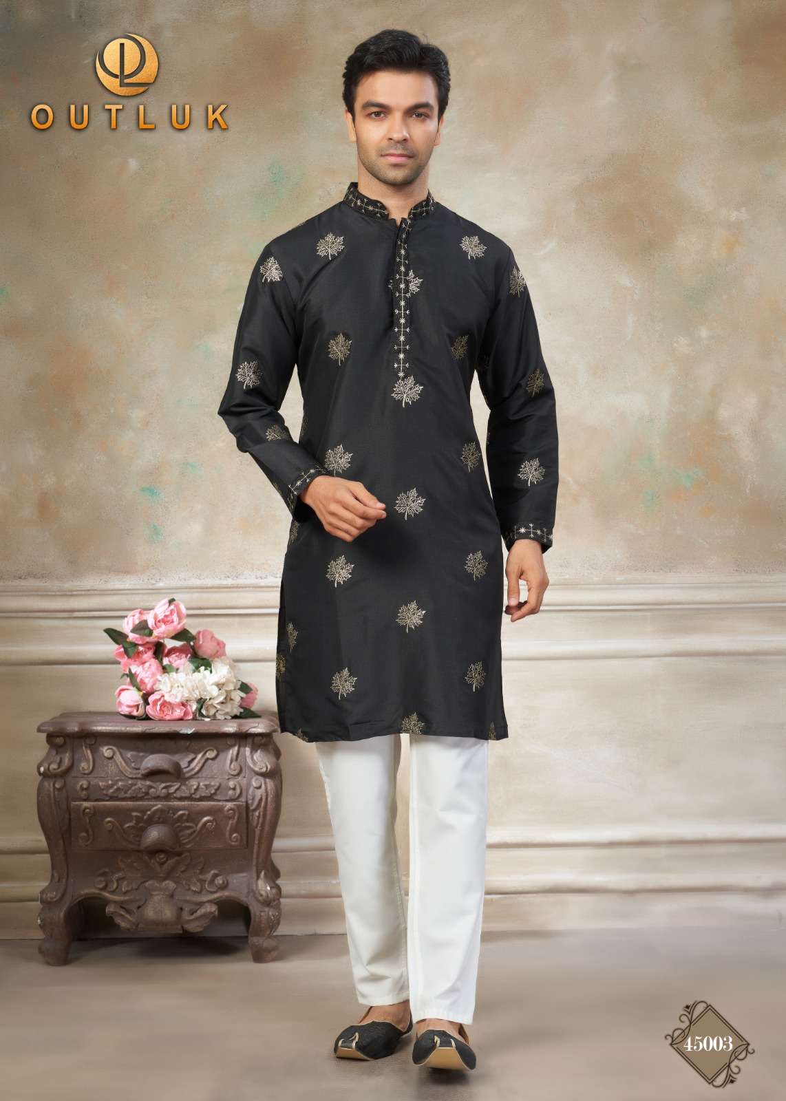 OUT LOOK VOL 45 SILK FANCY TRADITIONAL LOOK MENS WEAR KURTA WITH PYJAMA PAIR 