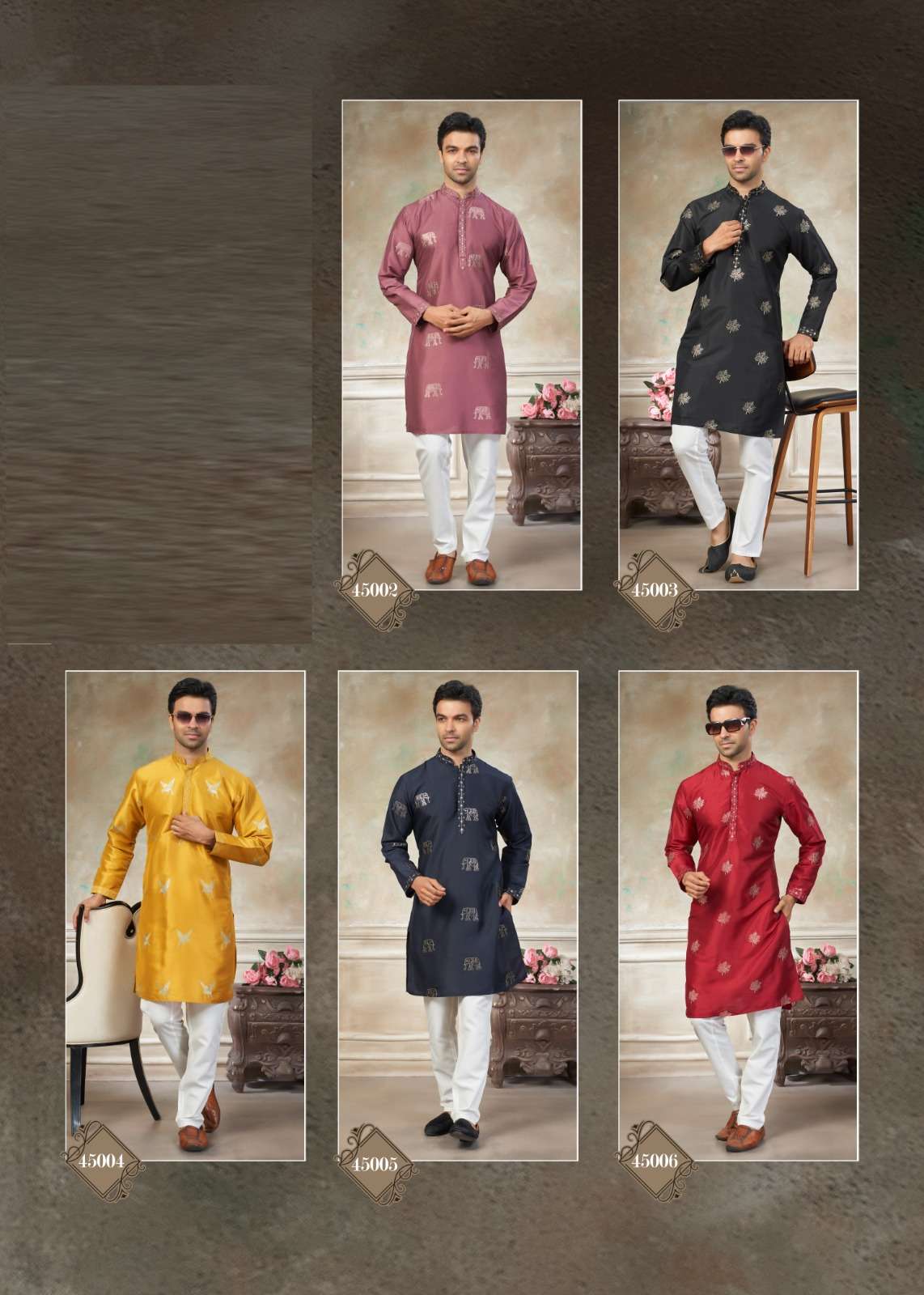 OUT LOOK VOL 45 SILK FANCY TRADITIONAL LOOK MENS WEAR KURTA WITH PYJAMA PAIR 