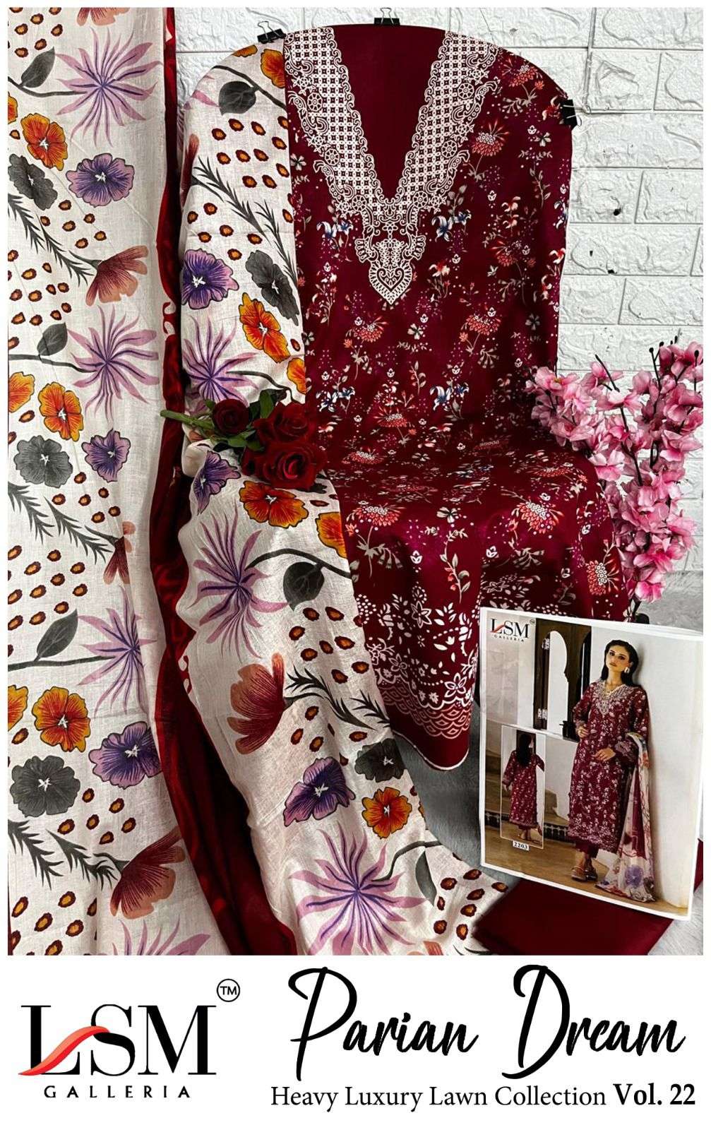 PARIAN DREAM HEAVY LUXURY LAWN COLLECTION VOL 22 COTTON DIGITAL PRINT SALWAR SUIT